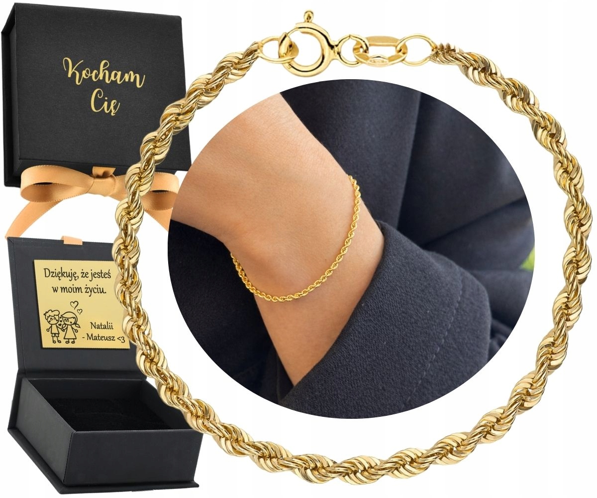 Zlatý náramek Korda 0.585 S Gravírováním a certifikátem 18 cm