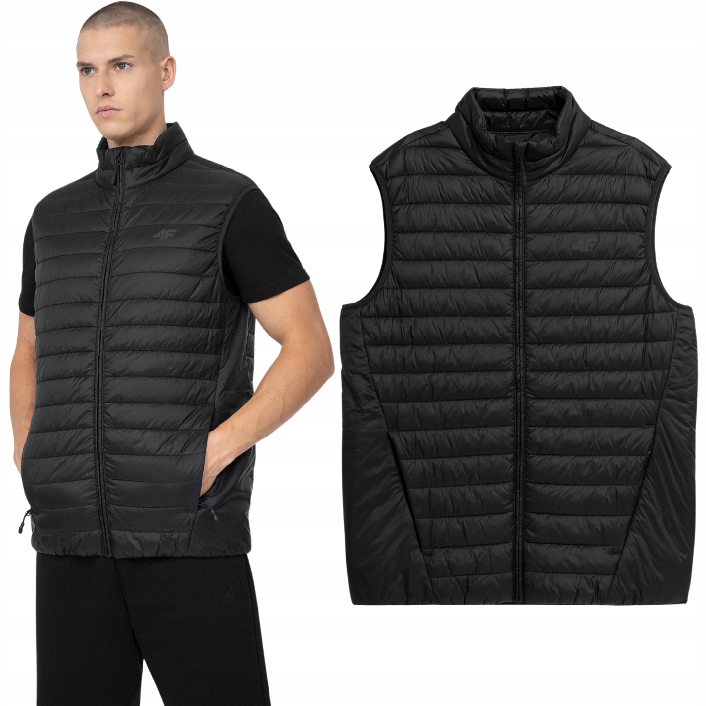 Bunda Bez Rukávů 4F Pánská Prošívaná Zateplená Ripstopová Vesta S Kapsami