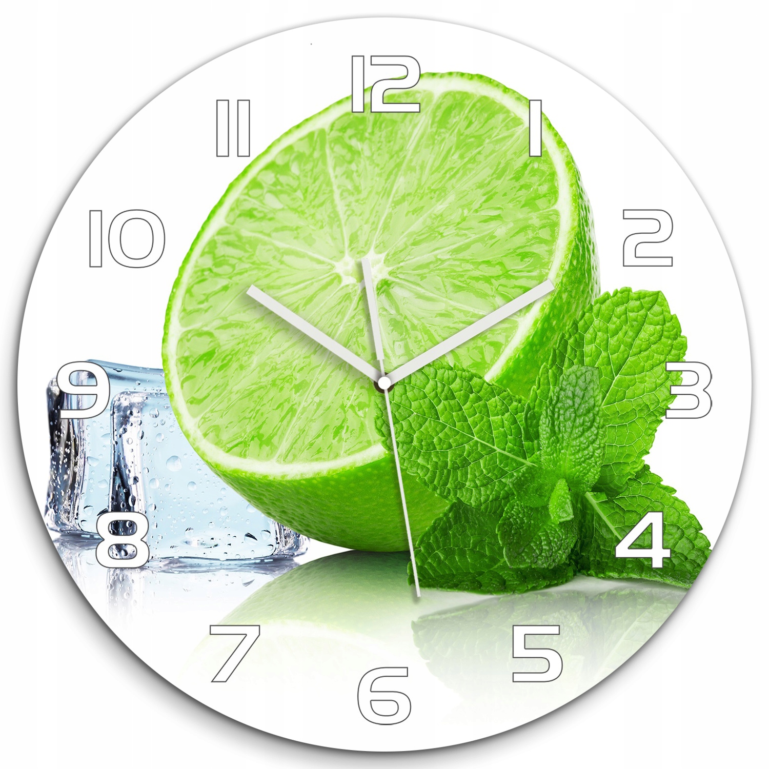 

Szklany duży zegar wiszący Limonka z lodem fi 60cm