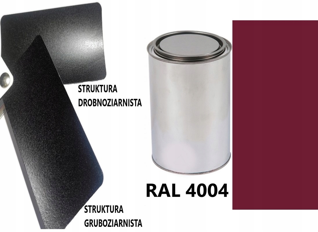 STRUKTURA GRUBOZIARNISTA RAL 4004 MAT 05-08 % DO PLASTIKU METALU AKRYL 1L