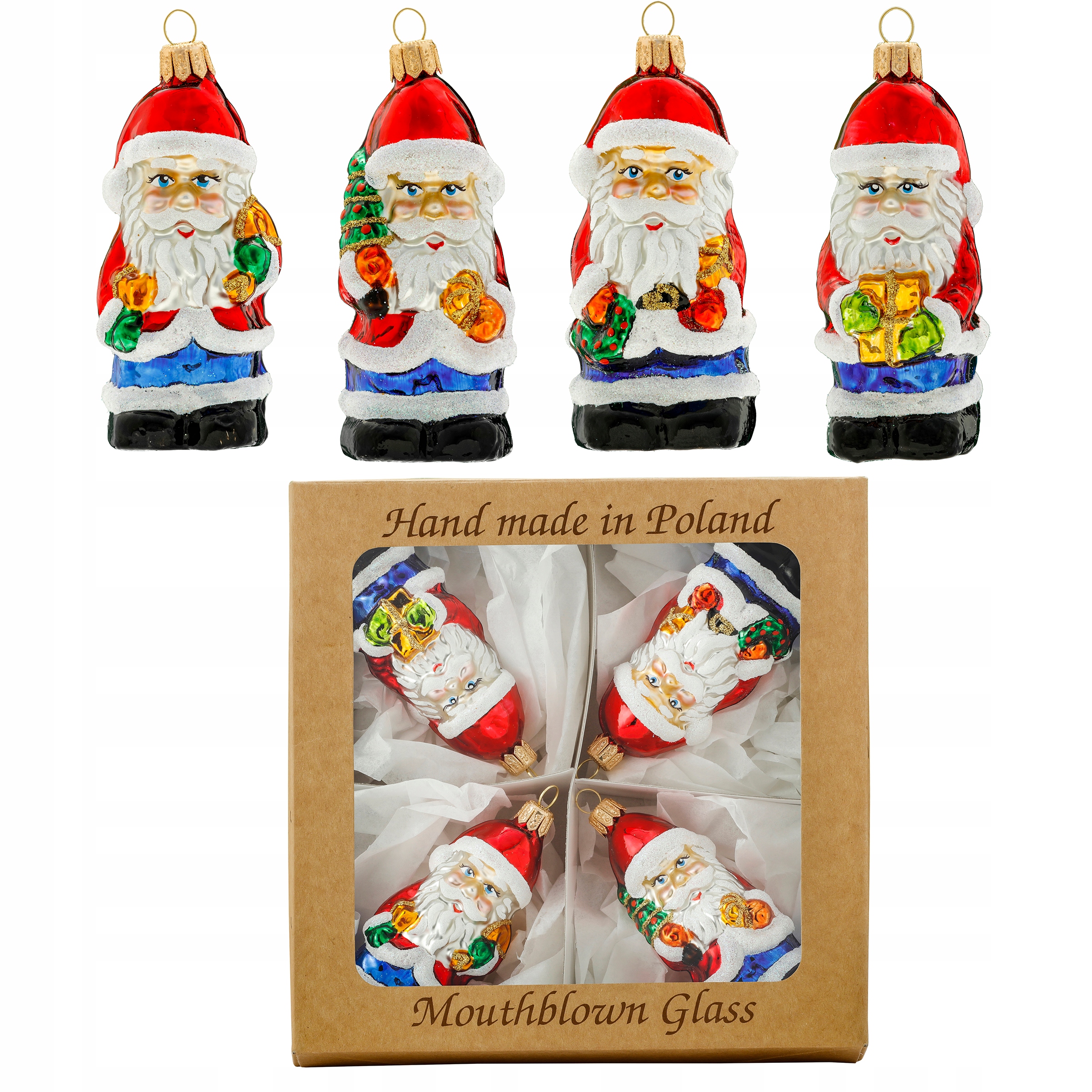 

Bombki Choinkowe Szklane Skrzaty mix (4szt )9 cm