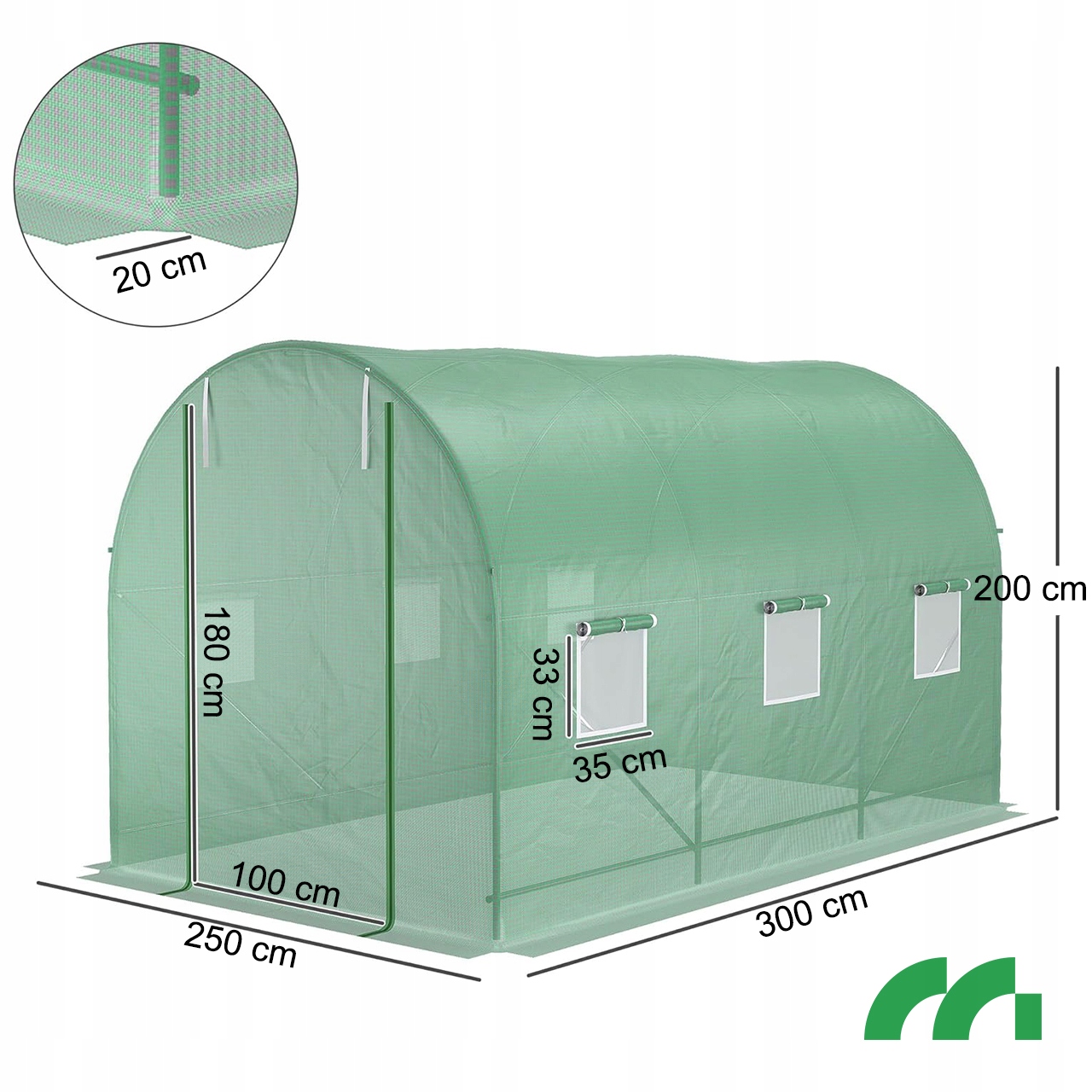 FOLIA ZAMIENNA POSZYCIE NA TUNEL OGRODOWY 7,5m2 SZKLARNIA 2,5 x 3 x 2m EAN (GTIN) 5901924242239