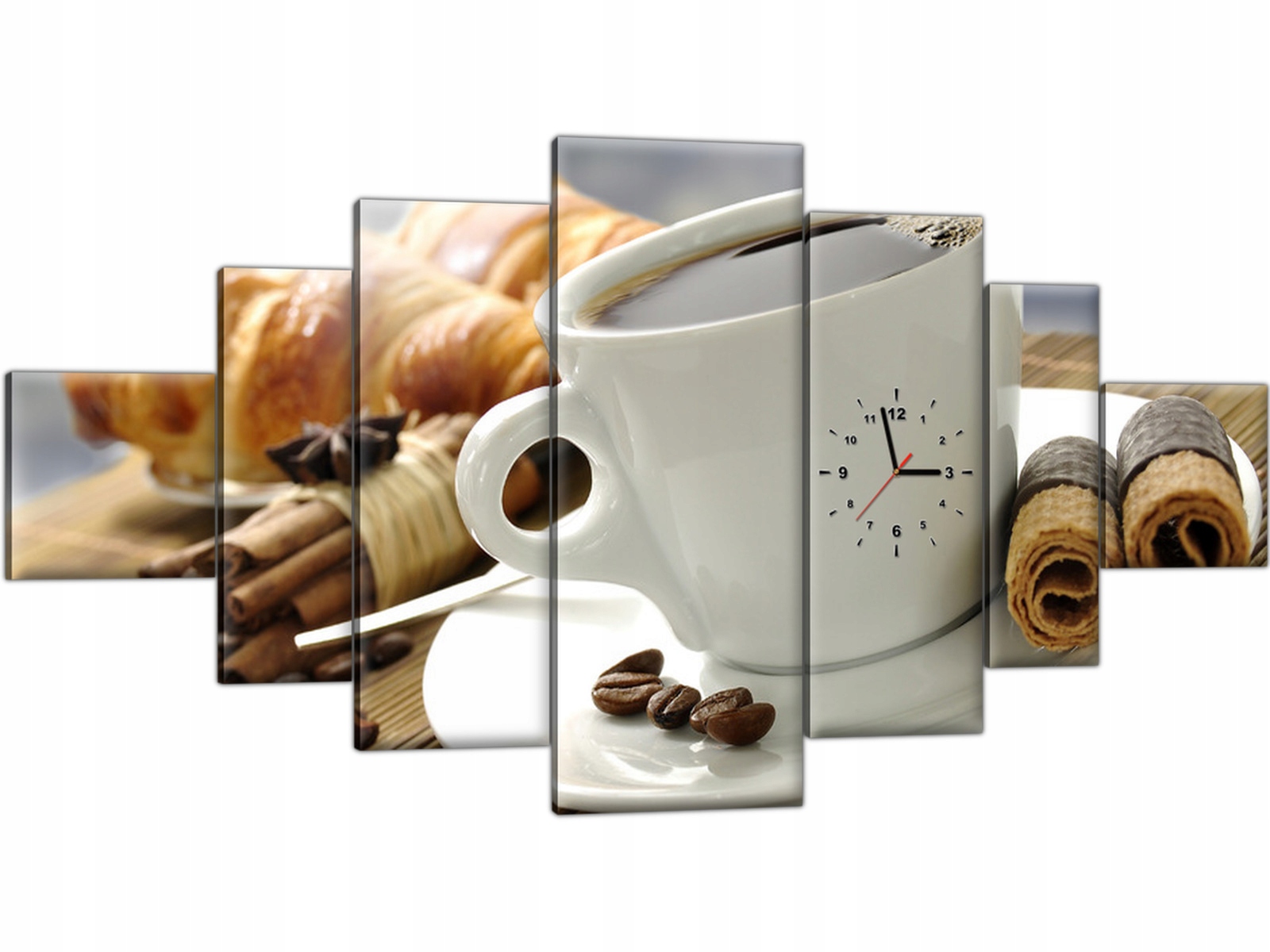 

Zegar ścienny 200x100 Kawa Filiżanka Croissant