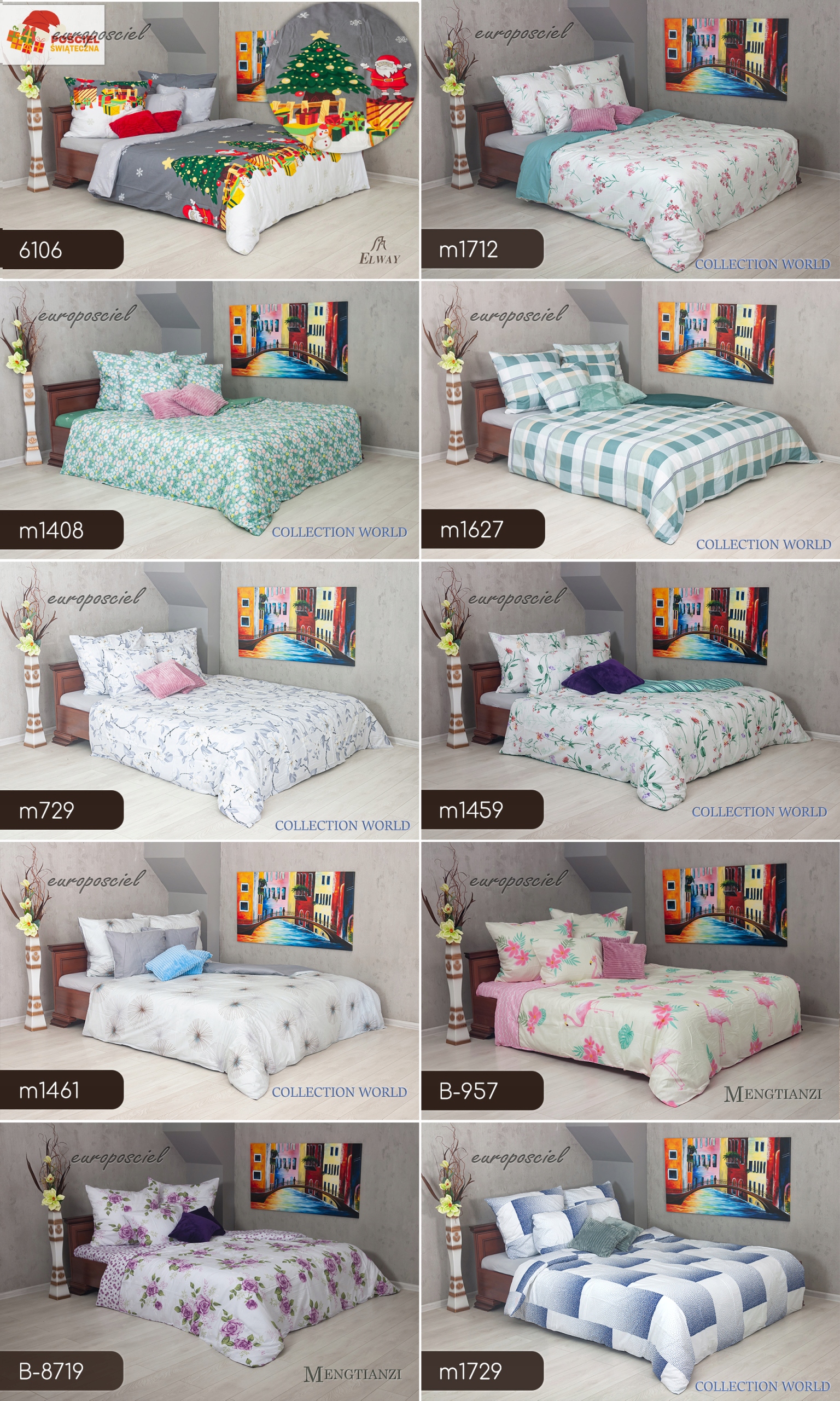 ELWAY KOMPLET POŚCIELI 200x220 BAWEŁNA SATYNOWA Długość poszewki na kołdrę 220 cm