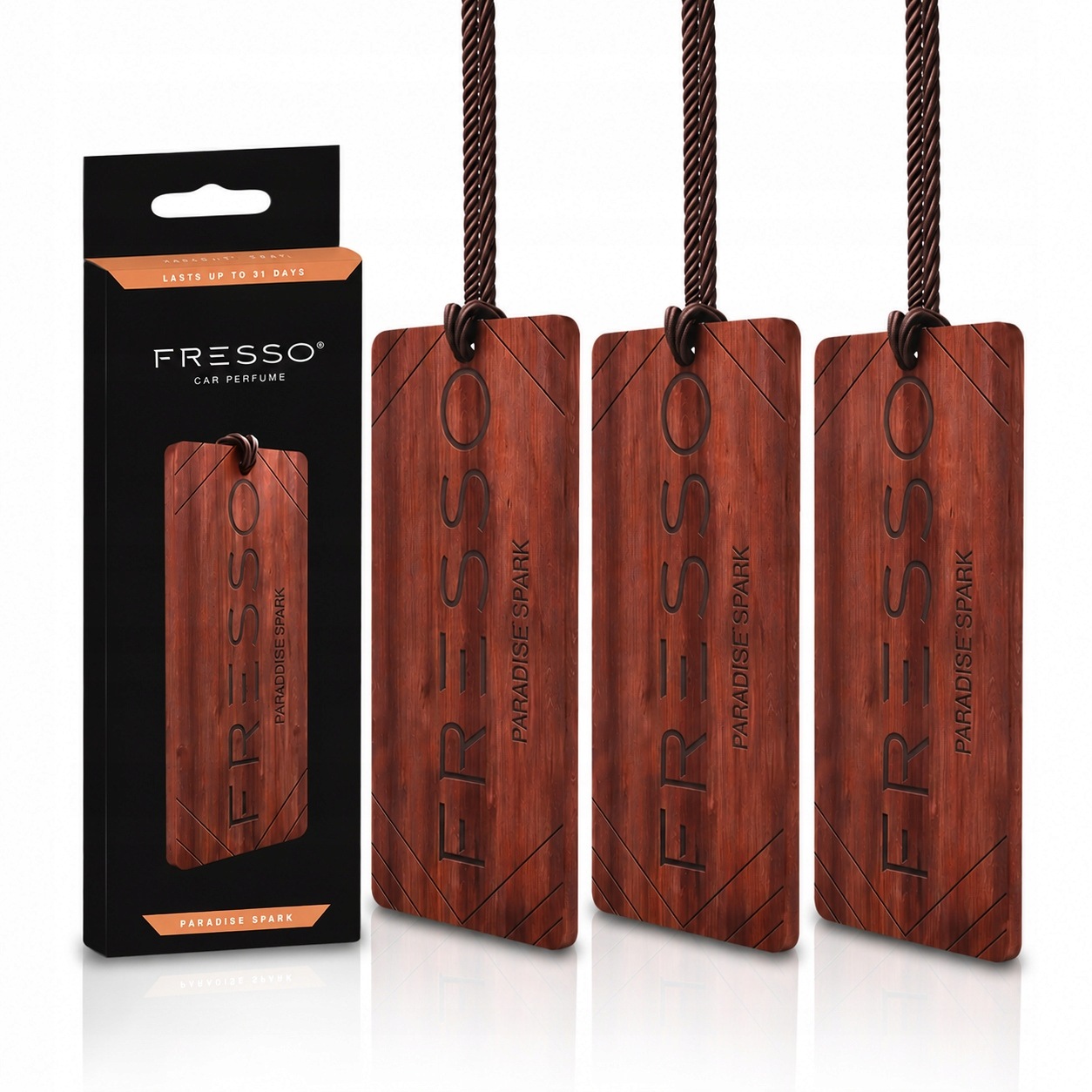 3x Drewniana Zawieszka Zapachowa Jabłko Cytryna Fresso Paradise Spark