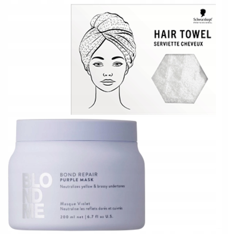 Schwarzkopf BlondMe Bond Repair Purple maska 200 ml ručník Bonus