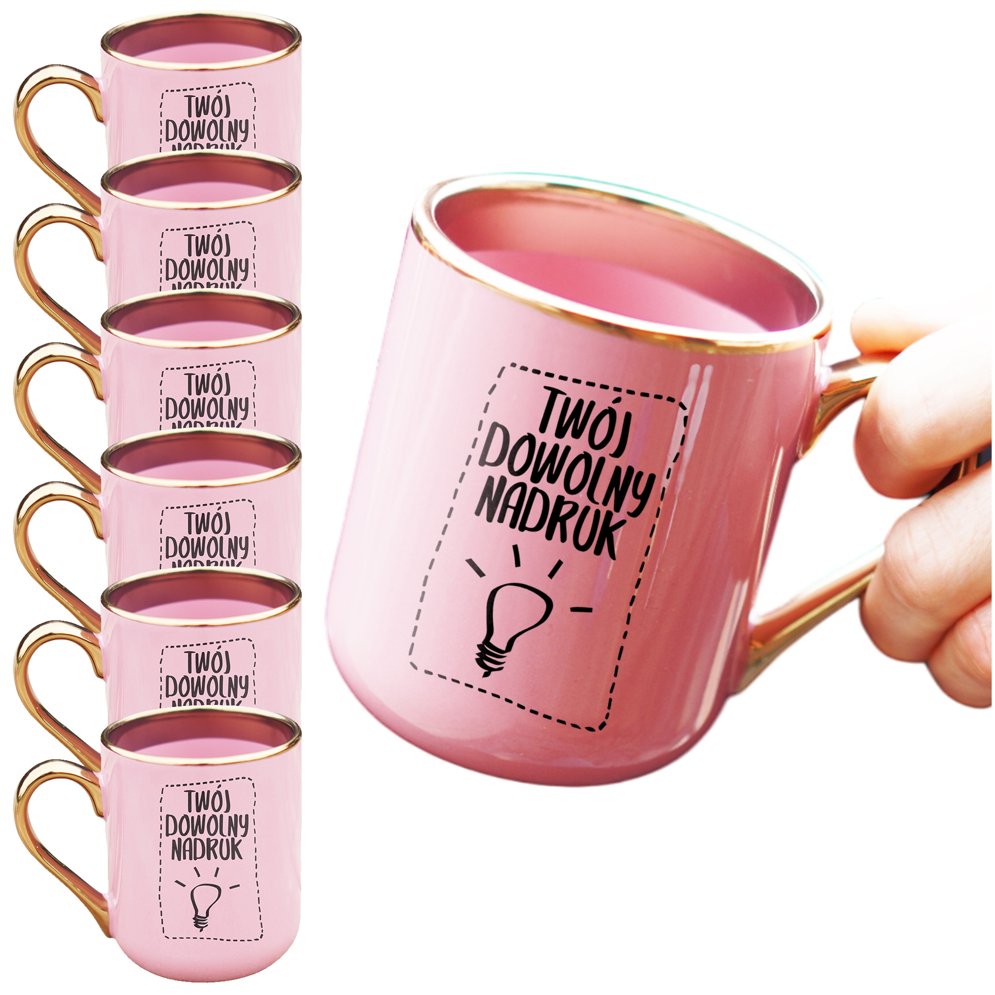 Sada 6 Kusů Růžových Hrnků S Vaším Potiskem 330 ML