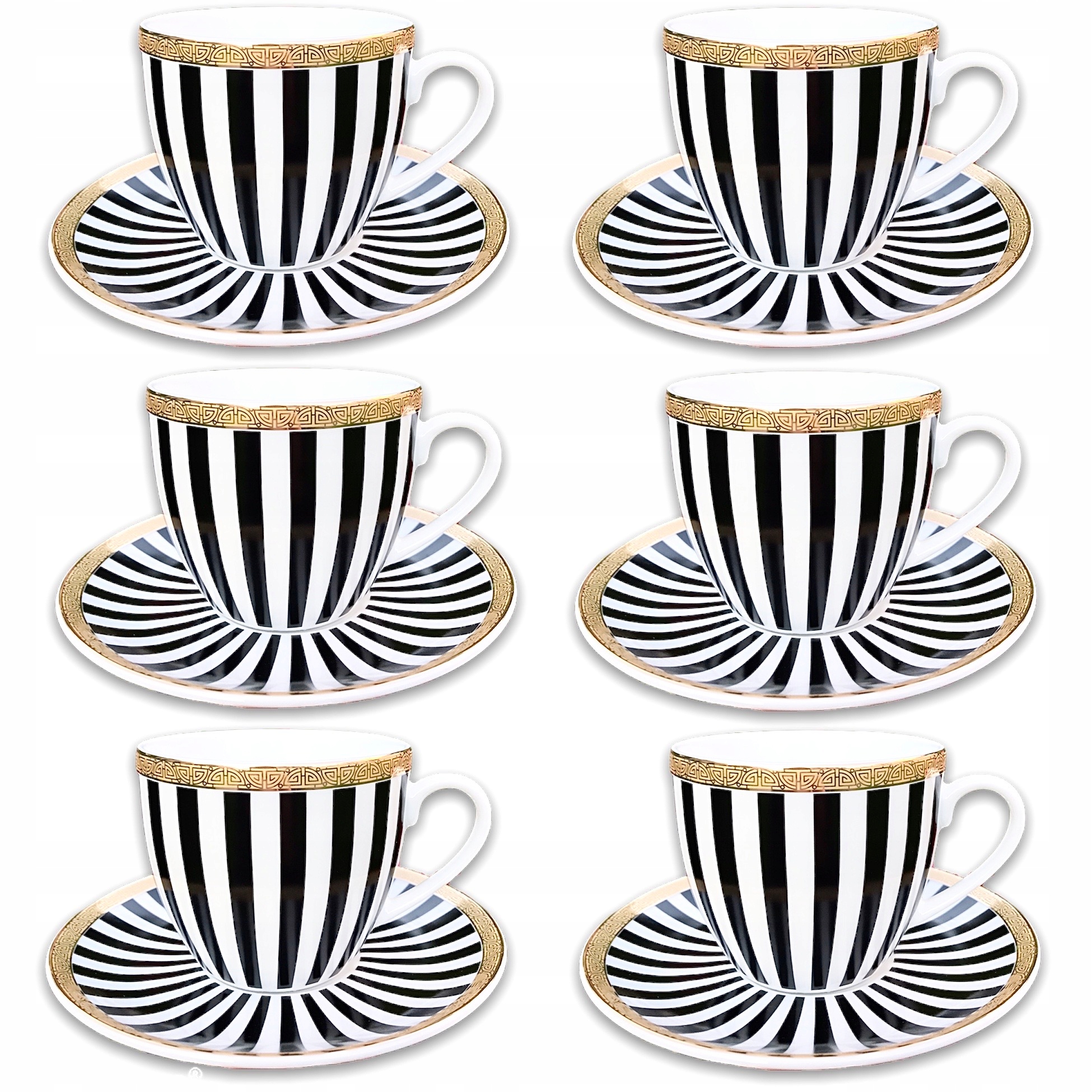 

Zestaw 6 Filiżanek do kawy komplet porcelany Paski