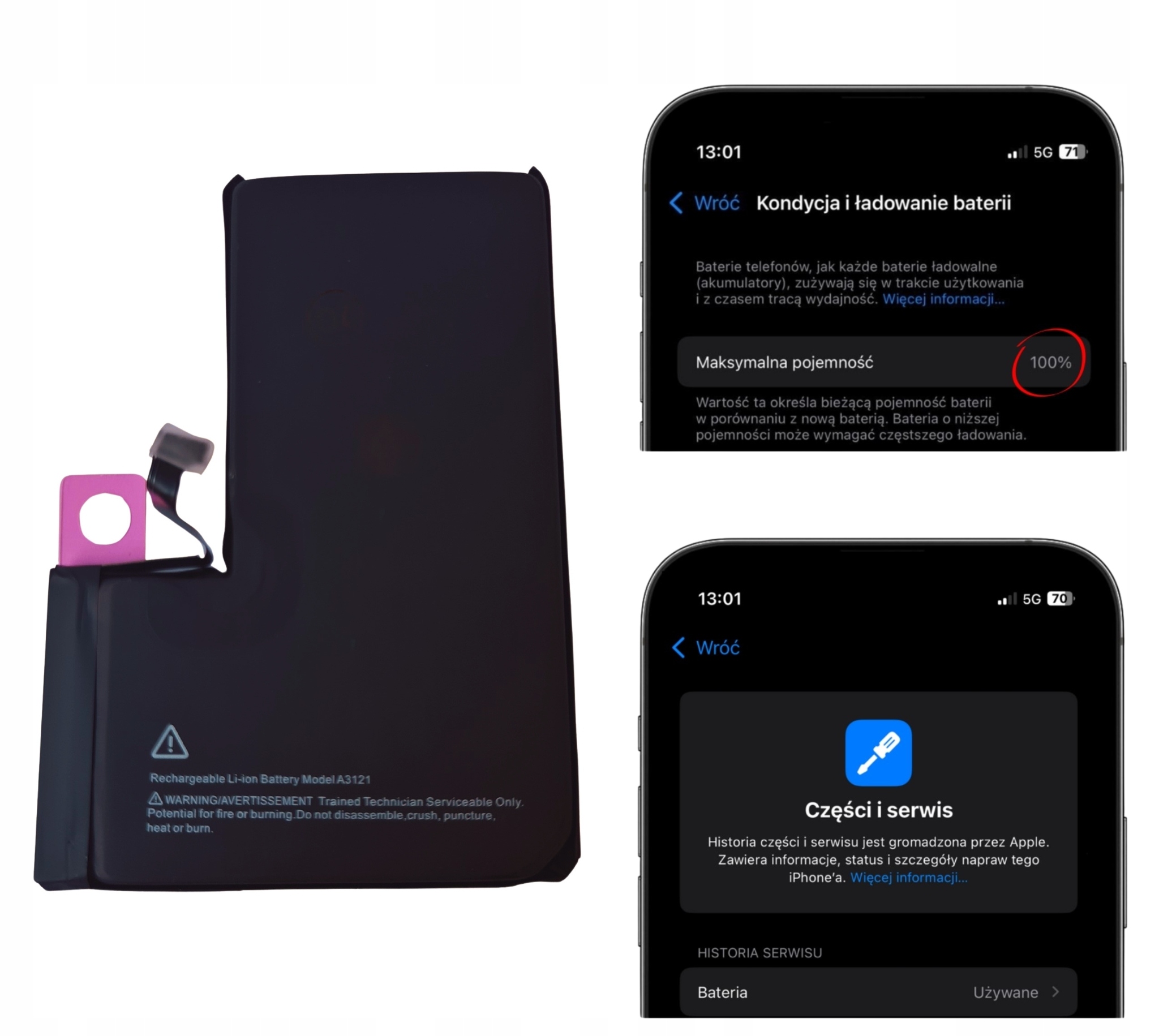 Bateria bez komunikatu, z kondycją, większa pojemność do iPhone 15 Pro Max