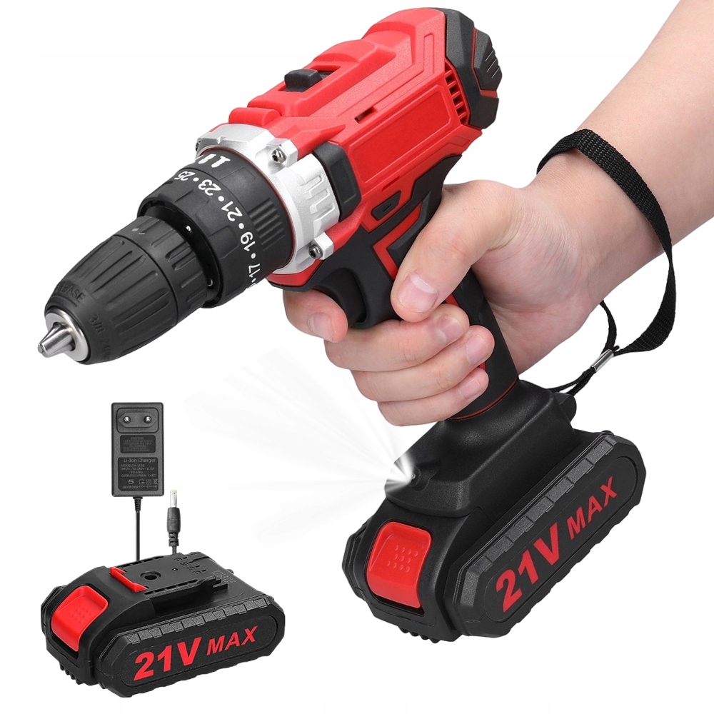 Aku Vrtačka Akumulátorový 21V Vysoká Kvalita 2XAKU