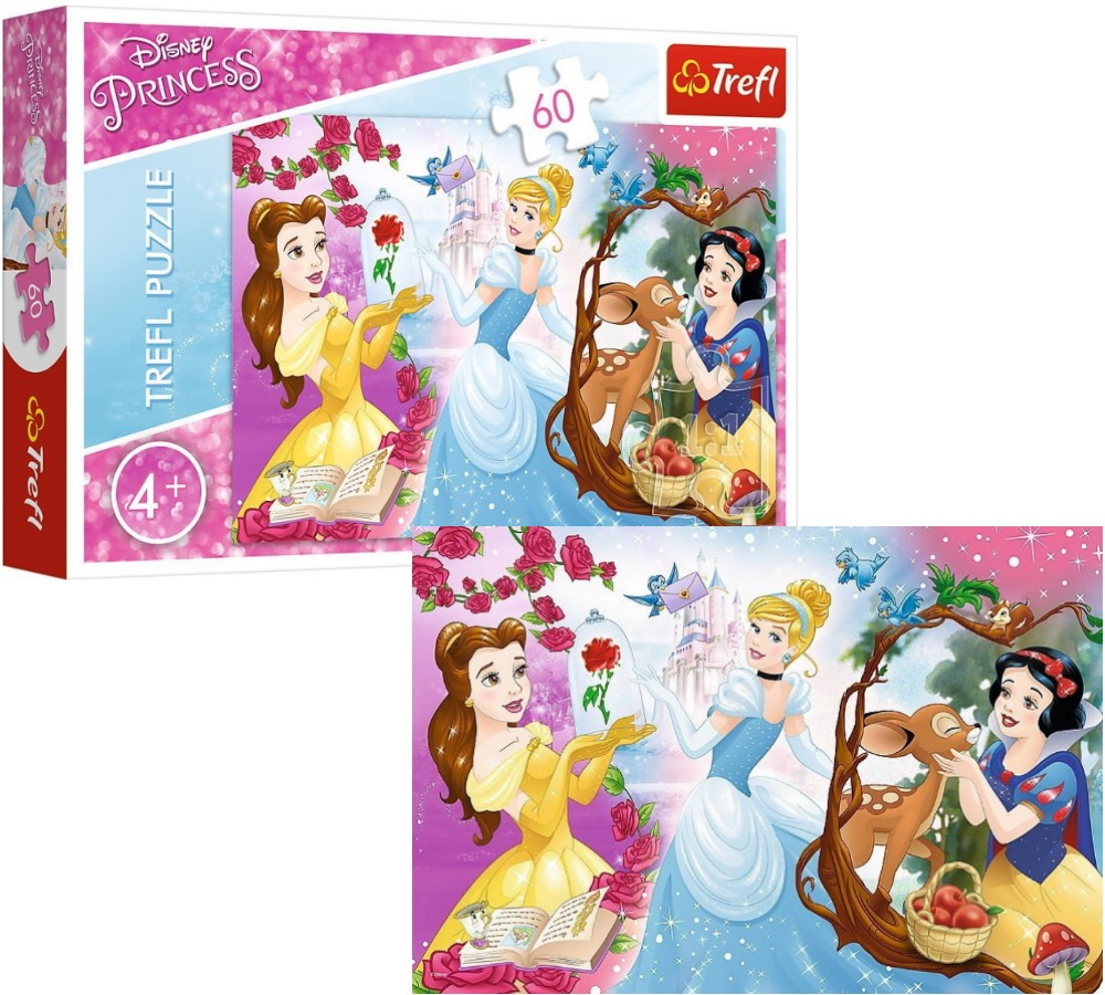 PUZZLE 60 EL KSIĘŻNICZKI ZAPROSZENIE NA BAL TREFL Kolekcja DISNEY