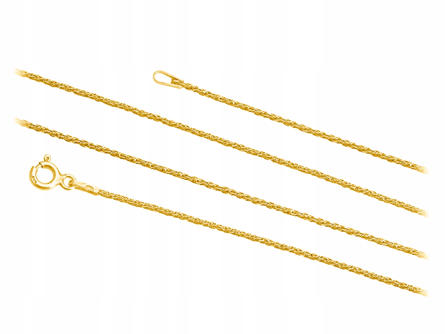 Stříbrný Pozlacený Kroucený Pletený Dámský Řetízek Liščí Ocas 1,1 mm 42 cm