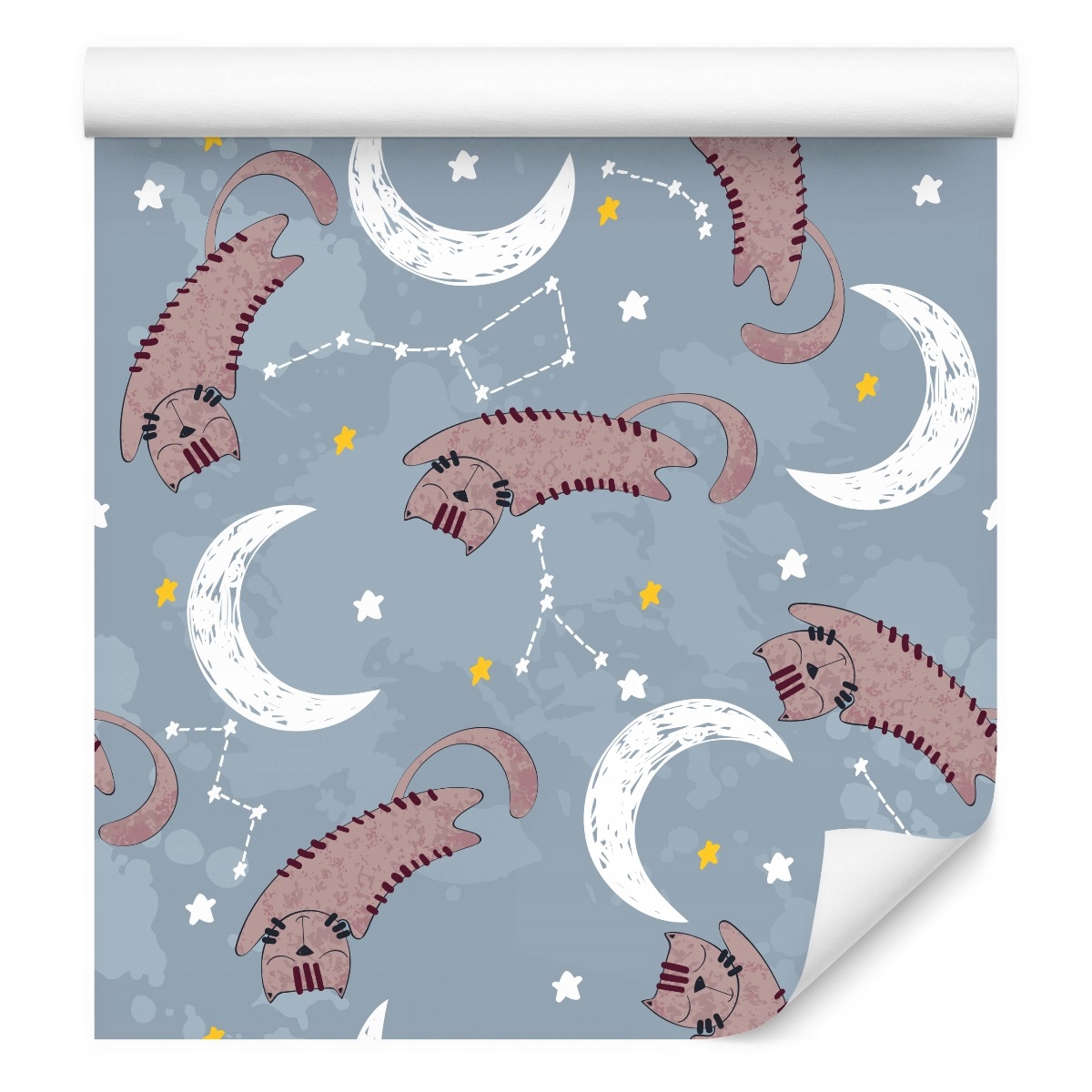 Tapeta pro děti Kočky Měsíční hvězdy Kreslené