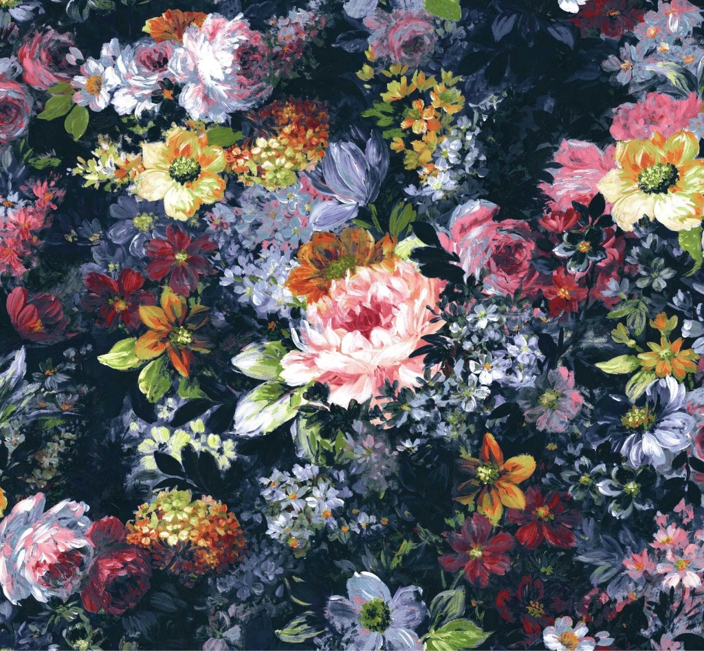 

Tkanina Welur Velvet piękne kwiaty ciemne tło 150c