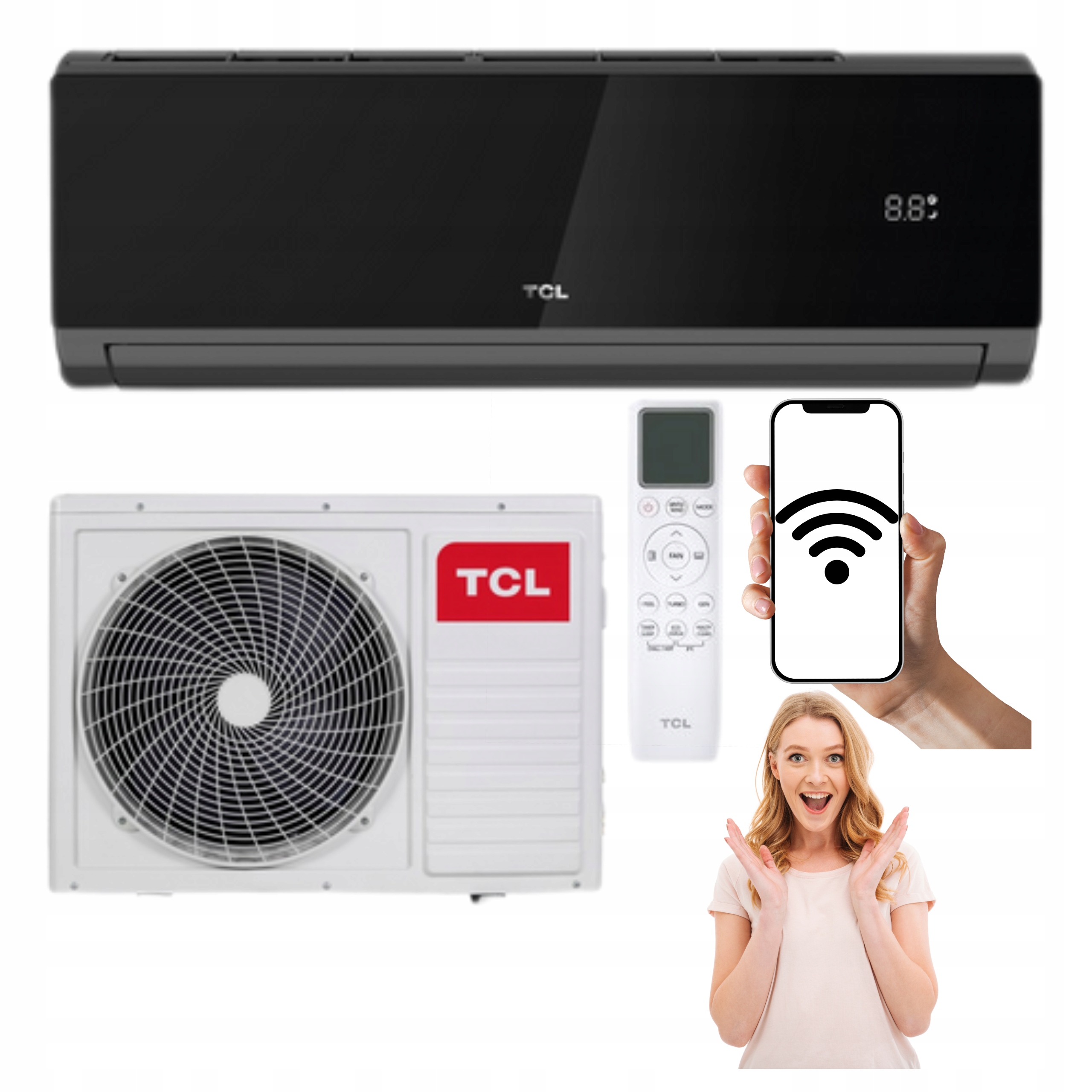Domácí nástěnný klimatizátor Tcl Elite Black 5,1 kW 50 m2 Wifi Výkonný