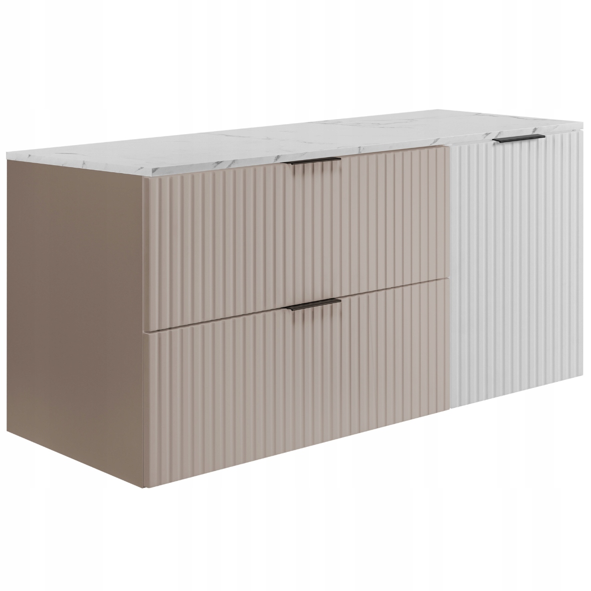 Závěsná koupelnová skříňka pod umyvadlo Kašmír 120 Ryfle Mdf Blat Mramor