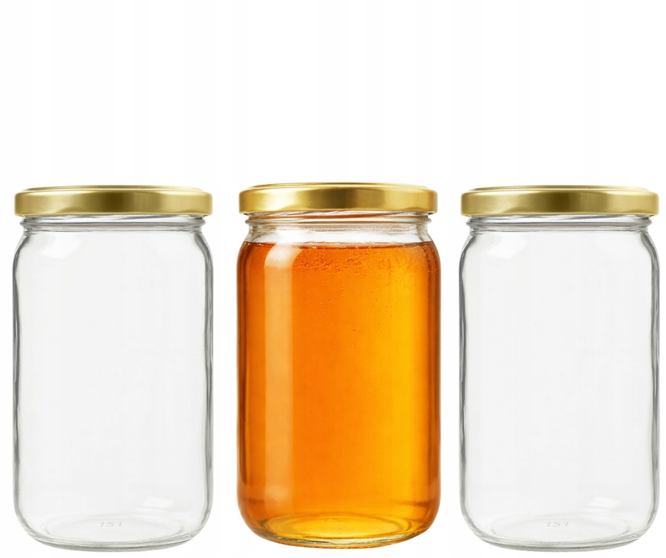 40 ks Skleněná zavařovací sklenice 720 ml se šroubovacím uzávěrem 82/6 zlatá barva