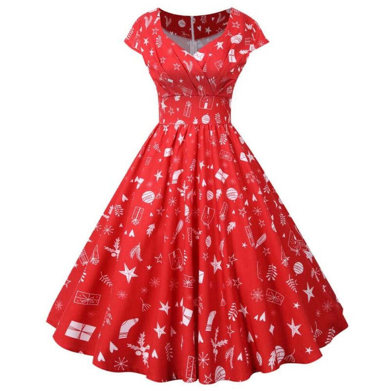 

Suknia damska z nadrukiem na Boże Narodzenie