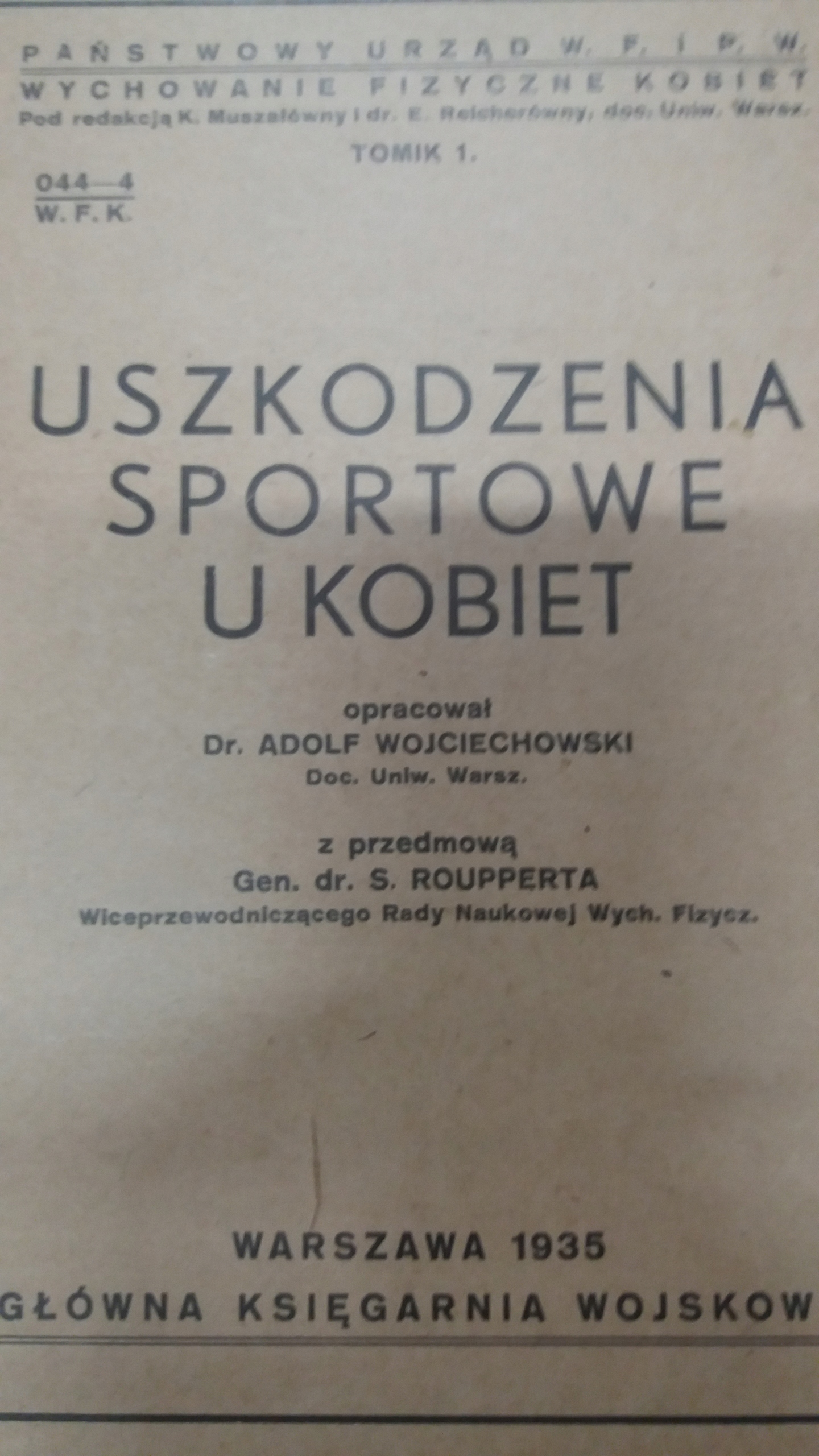 USZKODZENIA SPORTOWE U KOBIET 1935