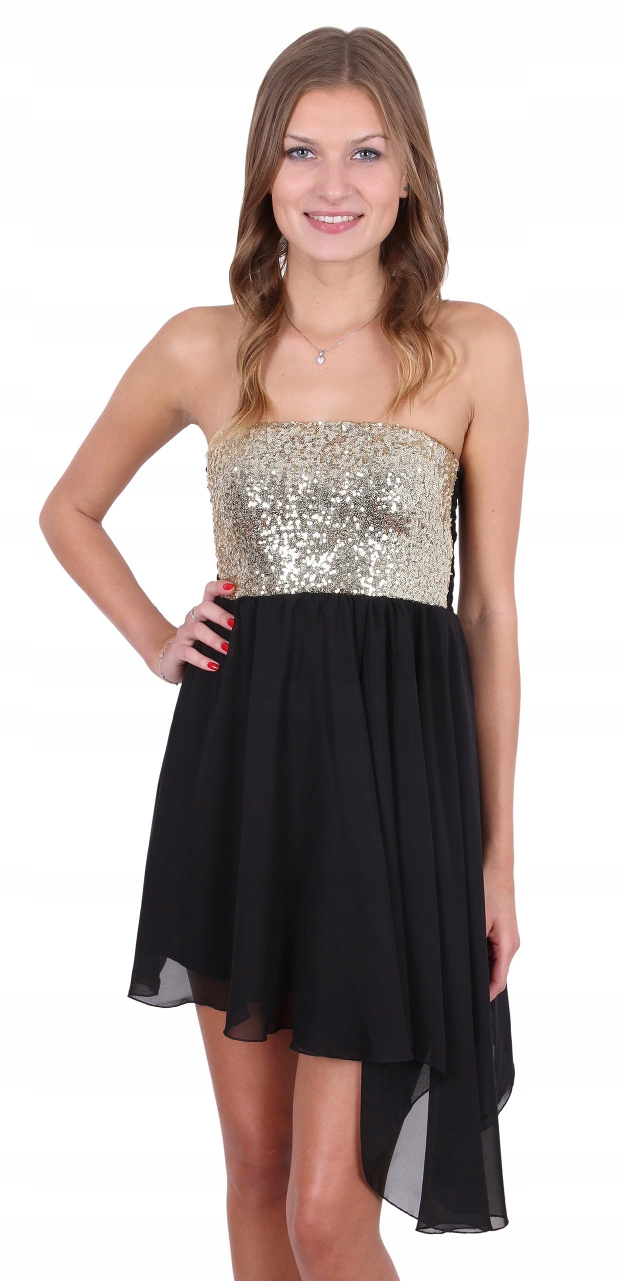 

Czarna mini sukienka z cekinami John Zack S