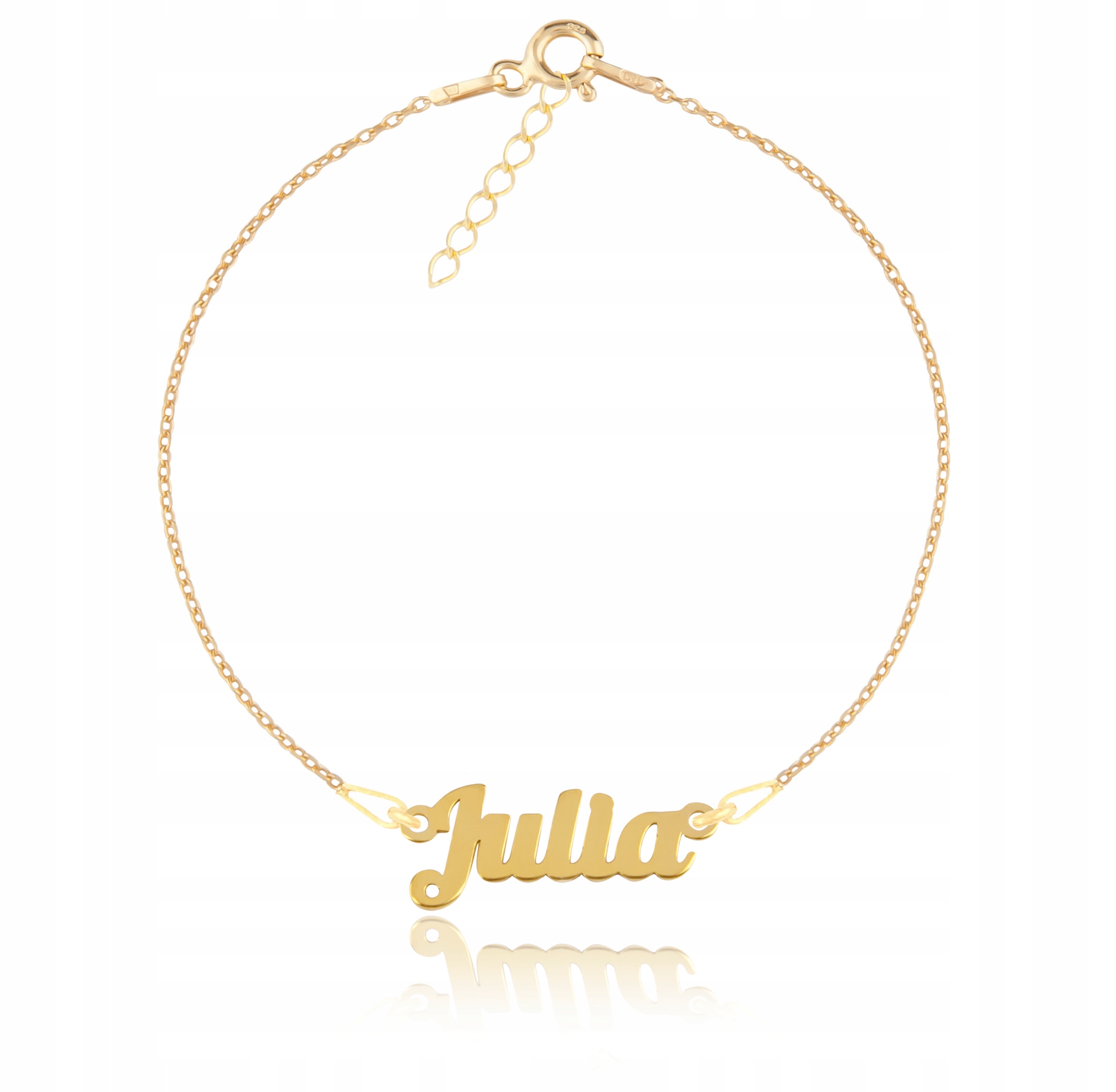 Złota bransoletka z imieniem IMIĘ JULIA SREBRO 925