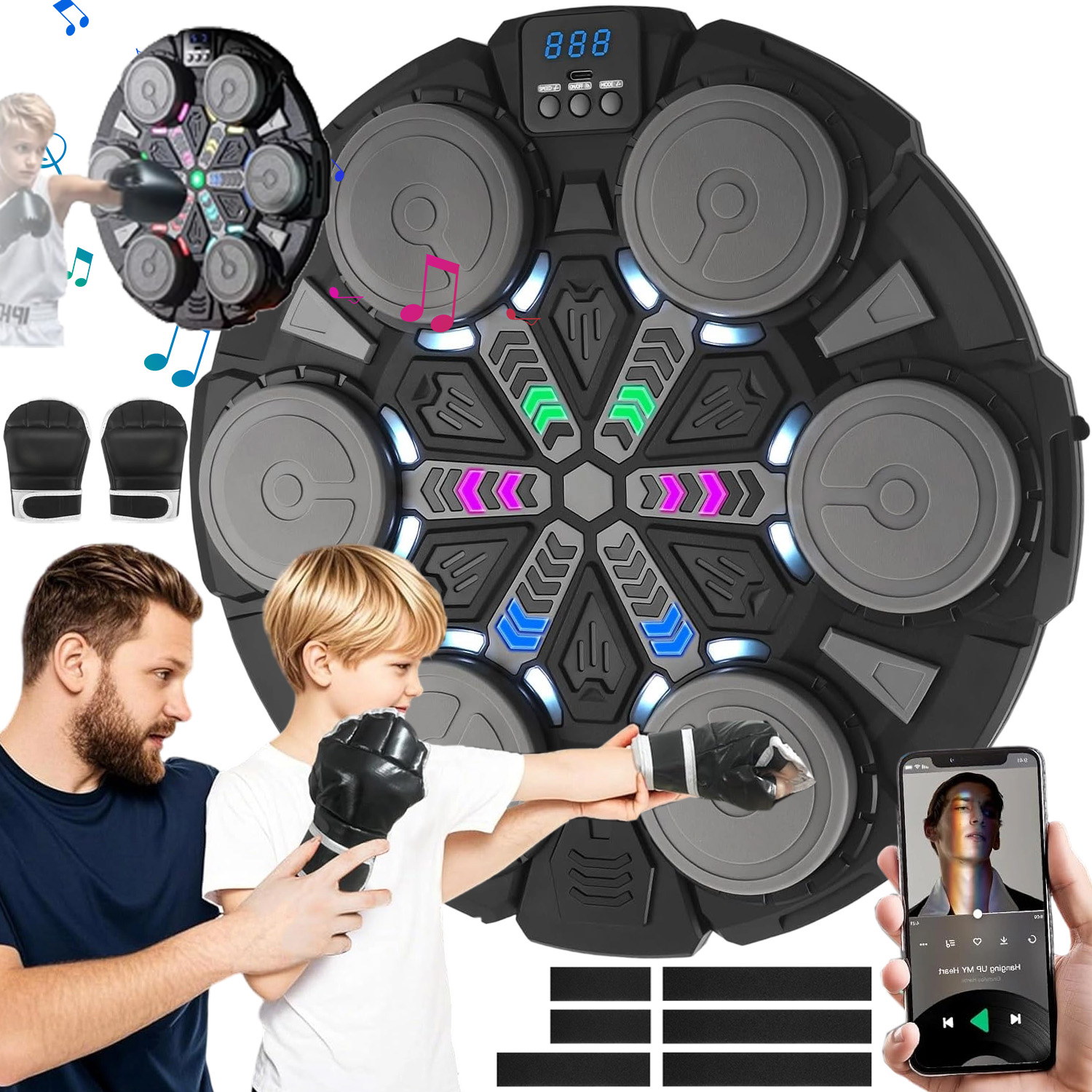 Music Boxing Machine Boxovací Stěna Hudební Štít Bluetooth 3 Režimy
