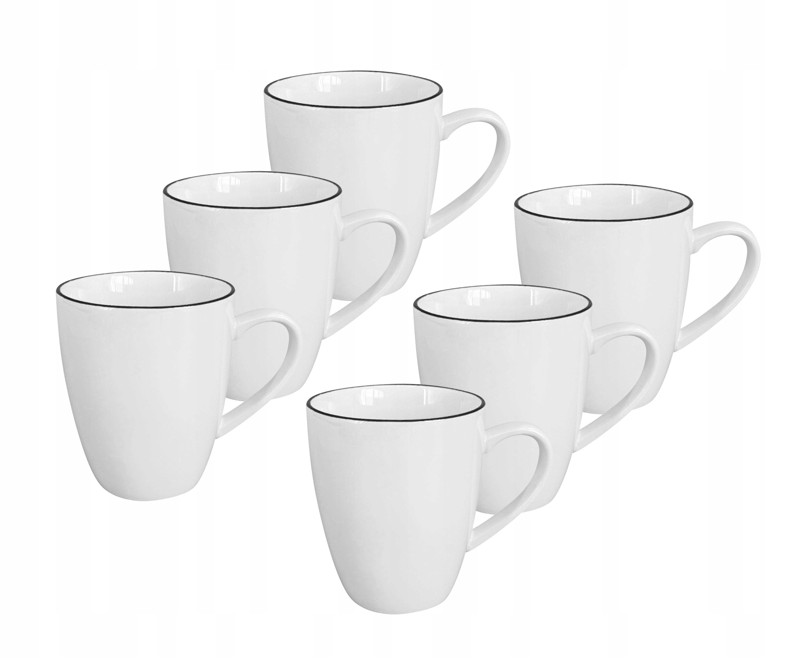 Set 6 ks Hrnek Alba Black, 350 ml, černá linka
