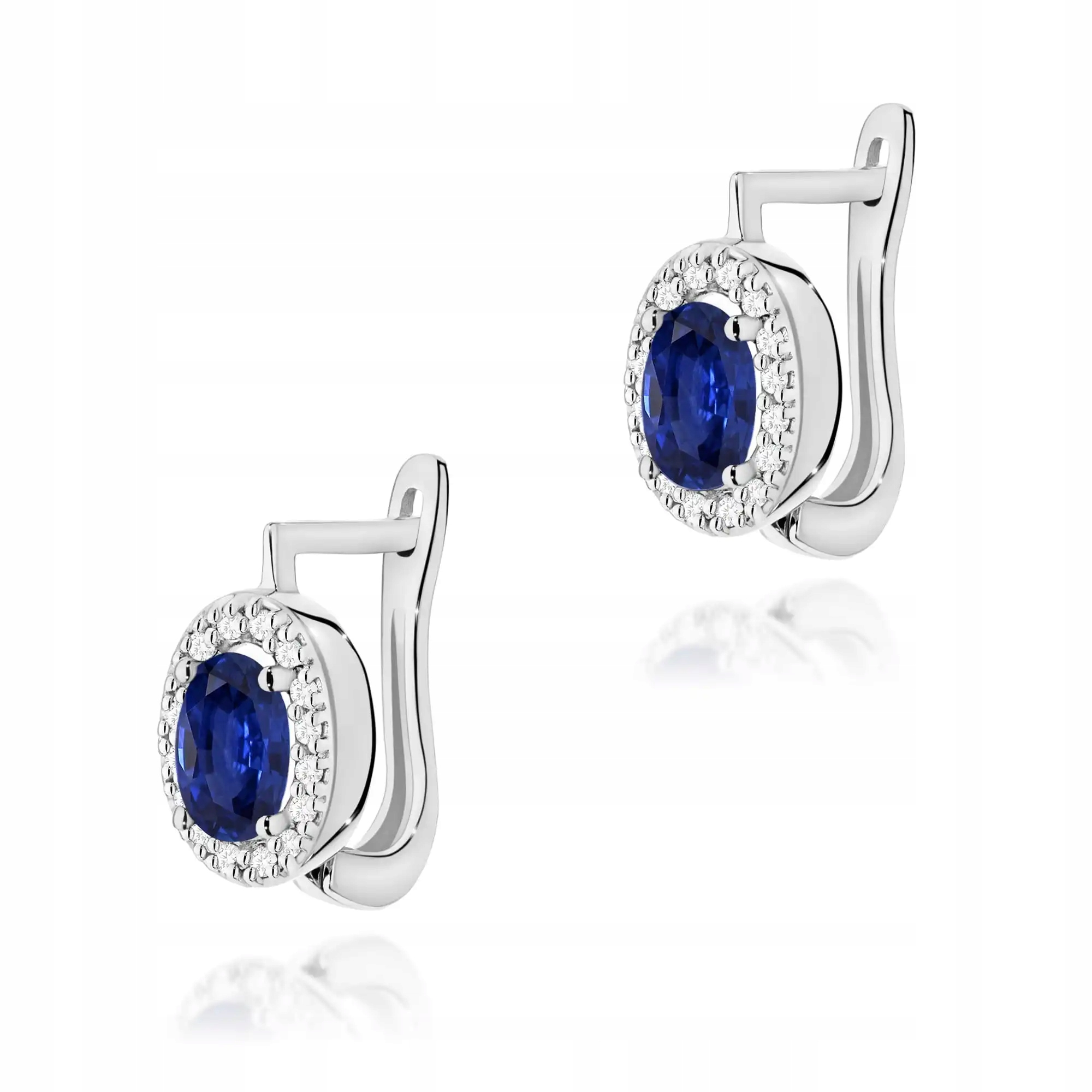 Zlaté dámské náušnice 585 se safírem 0,70ct, bílé zlato, ideální jako dárek