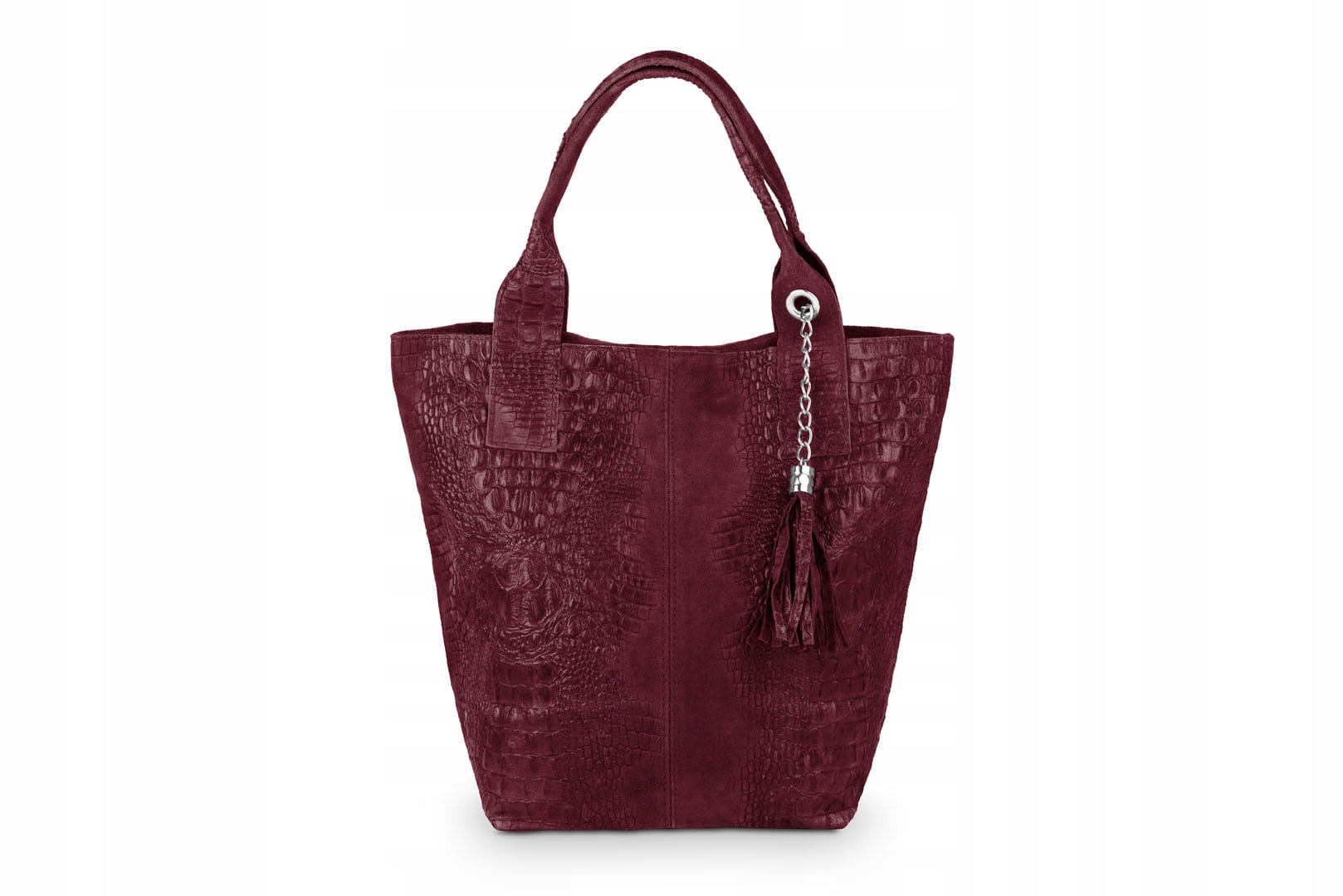 

Torba Skórzana Vera Pelle Krokodyl Worek Bordowa