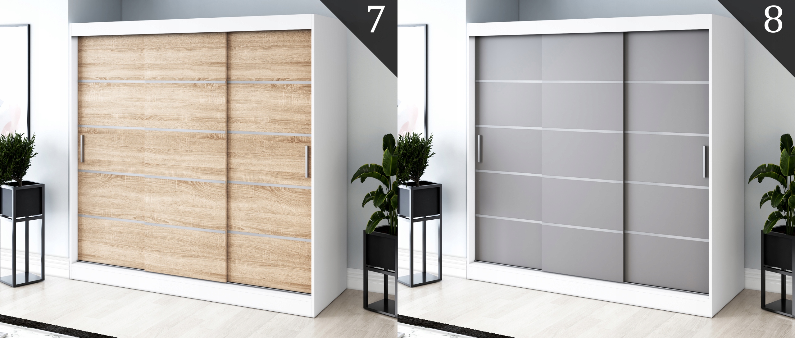 Szafa Przesuwna 200cm Biała - RÓŻNE KONFIGURACJE Typ drzwi Przesuwne