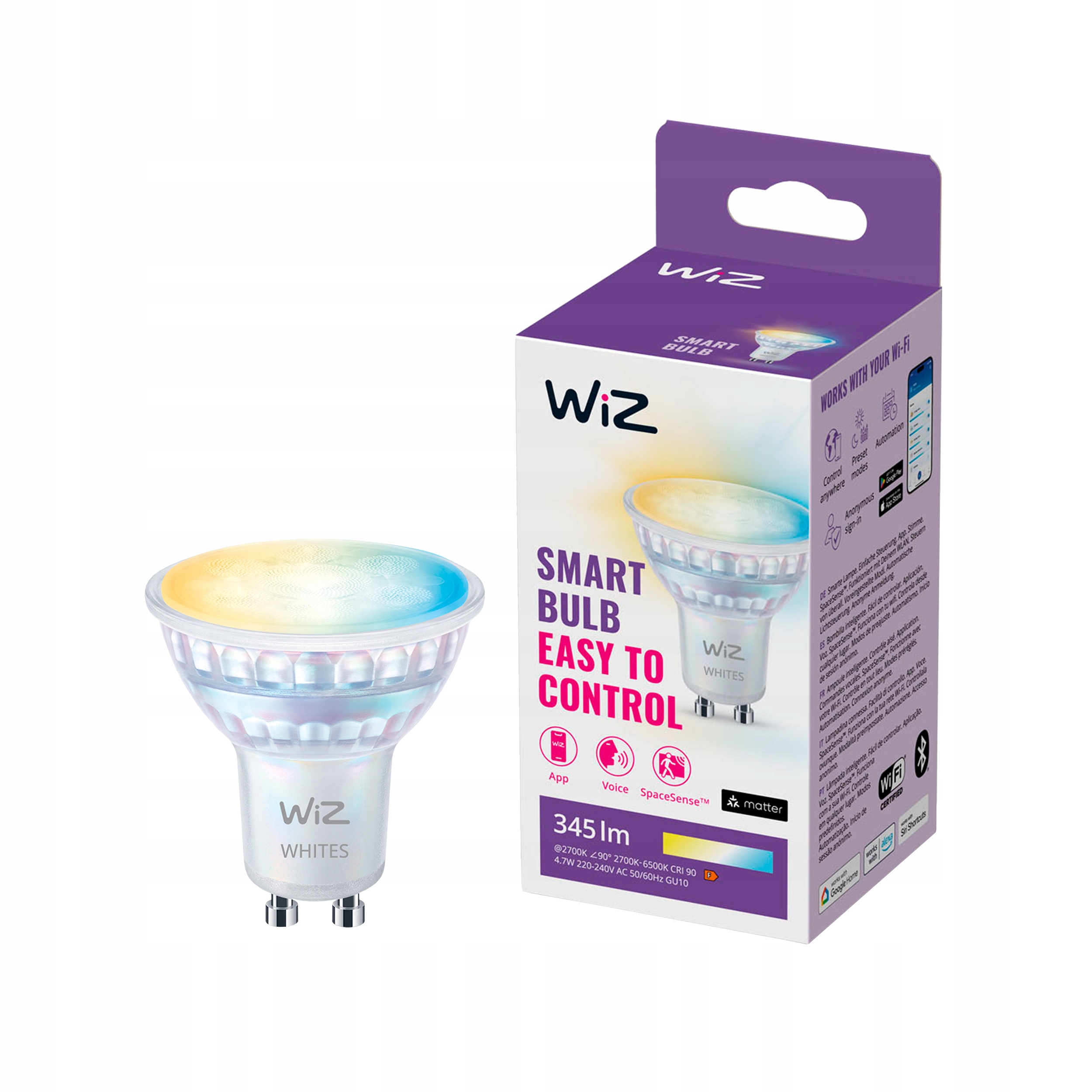 Led žárovka GU10 4,7W 50W 2700-6500K Smart WiFi Bluetooth WiZ 5 Kusů!!