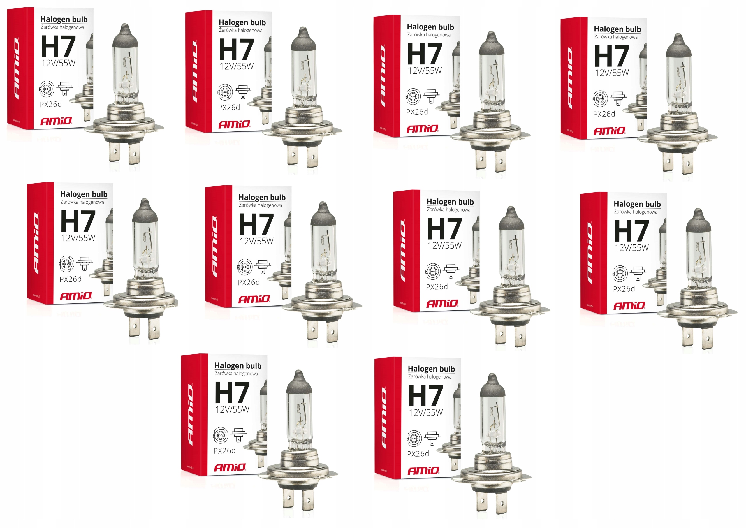 Żarówki H7 Halogenowa PX26d 12V 55W Uv E4 Żarówka Do Auta Samochodu 10szt.