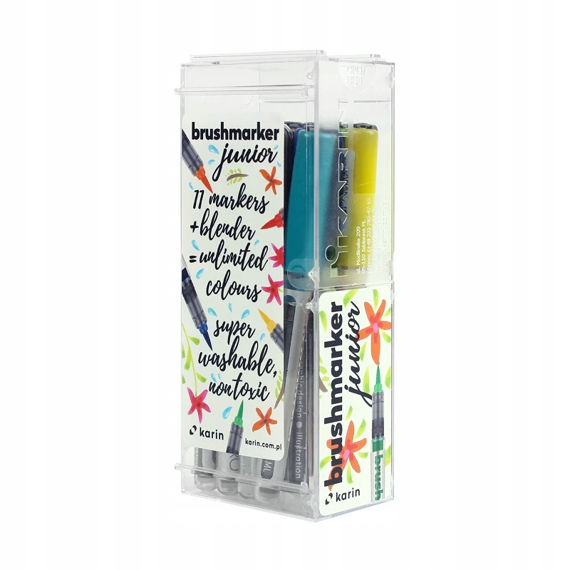 Akvarelové fixy Karin BrushMarker Junior, 11ks Basic Colours blender