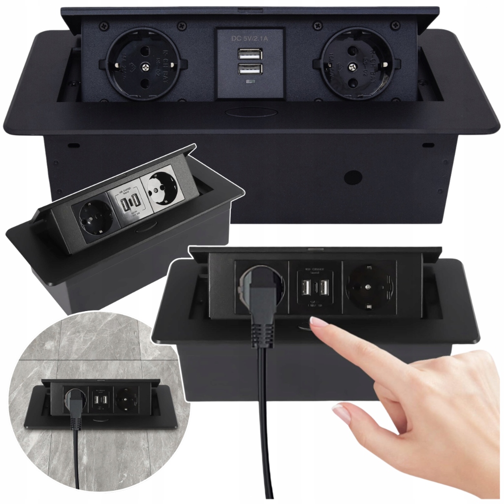 Zásuvka Schovaná Do Desky 2 Usb Černé