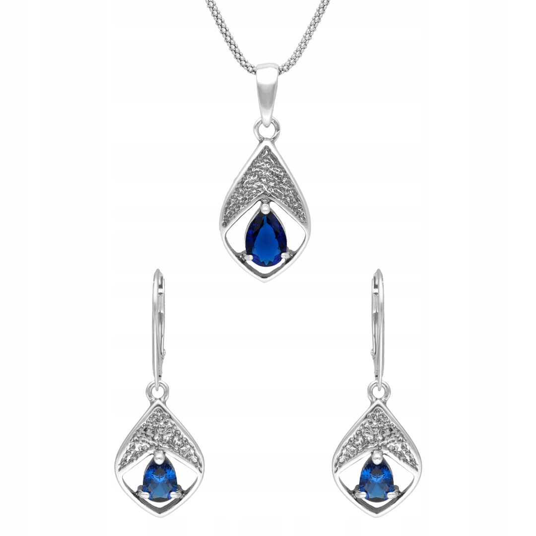 Komplet se safírovým zirkonem stříbro