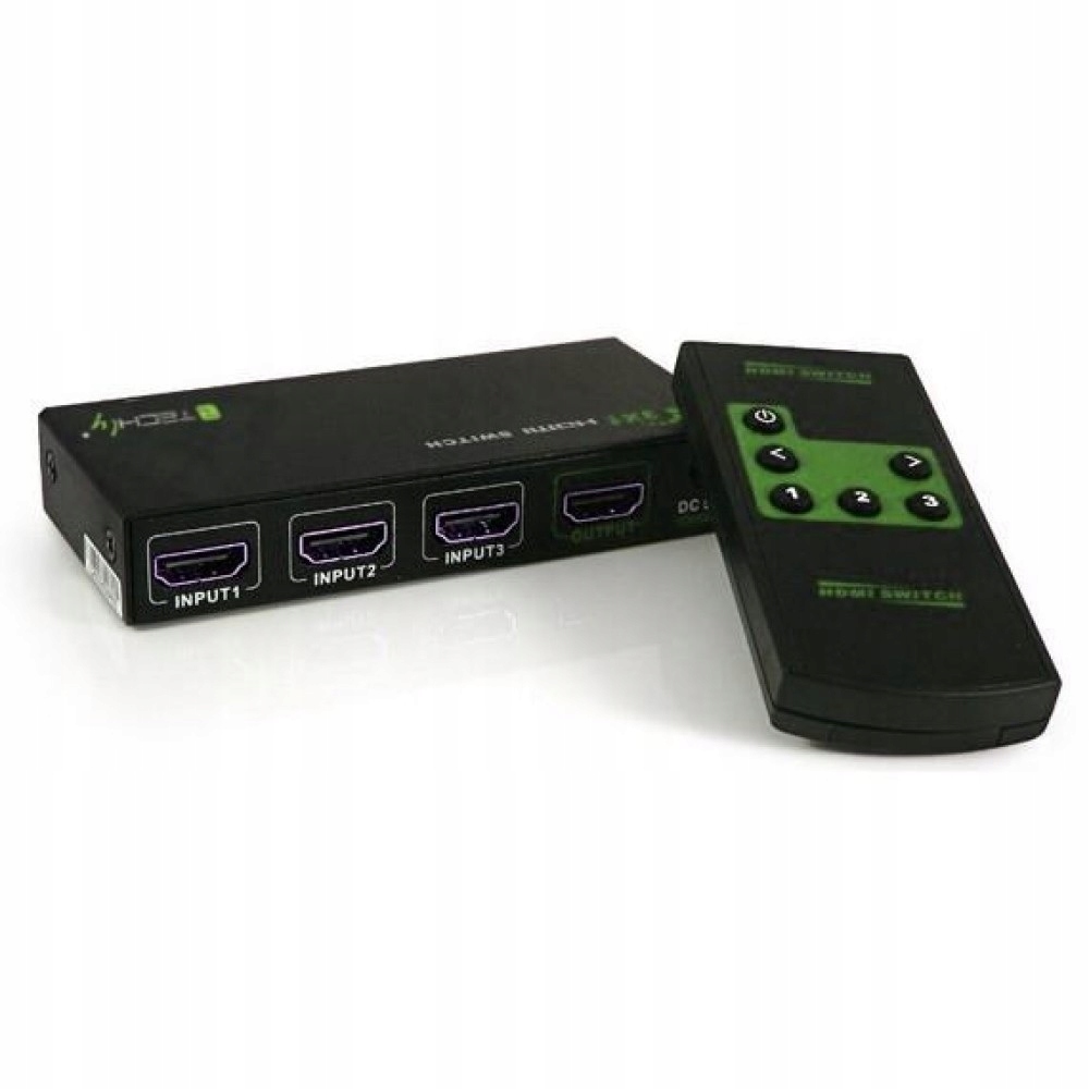 Techly 3-Portowy Przełącznik Hdmi 3x1 4K*30Hz z Pilotem