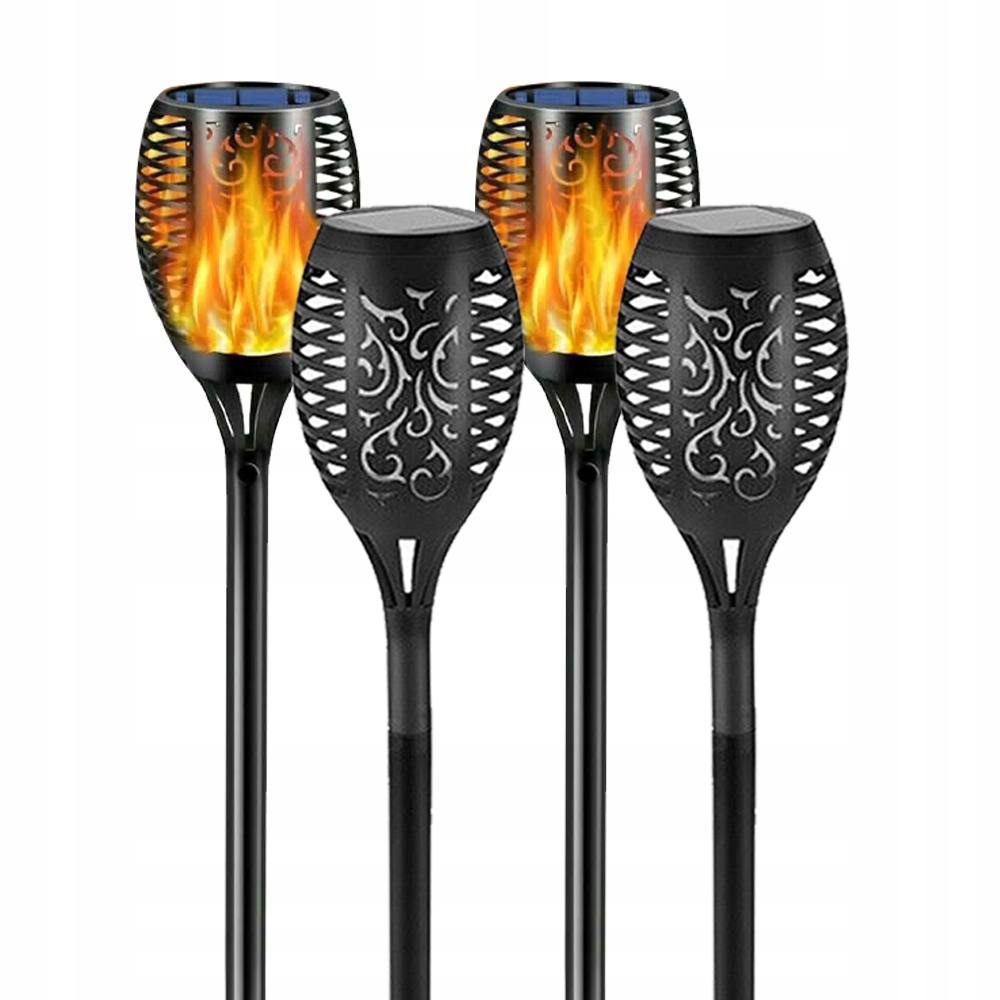 LAMPA SOLARNA LED 4SZT POCHODNIA EFEKT PŁOMIENIA 52CM NA PATIO ZEWNĘTRZNE