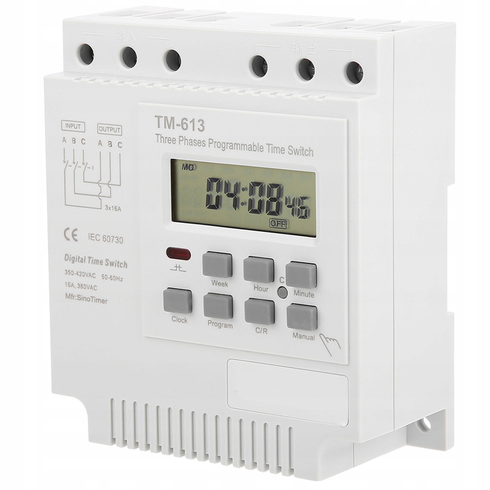 TM-613 Třífázový Časový Spínač 16A 380V 50-60Hz