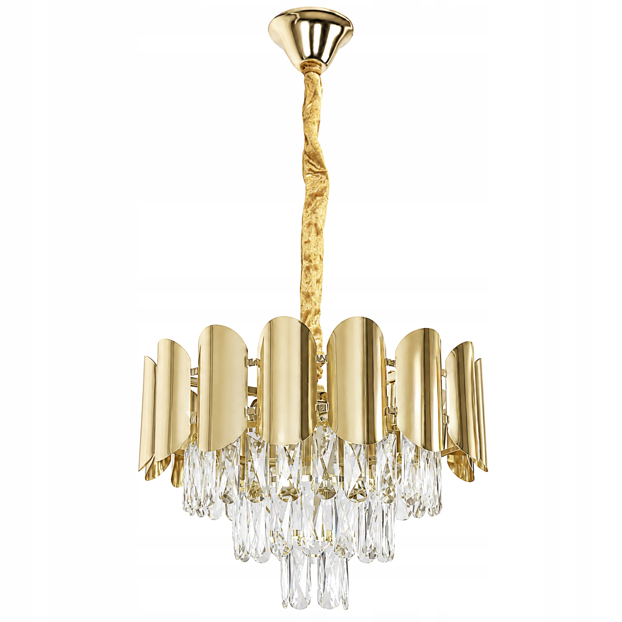 Závesná Lampa Zlatá S Kryštálikmi Glamour Do Obývačky 40 cm 5xE14