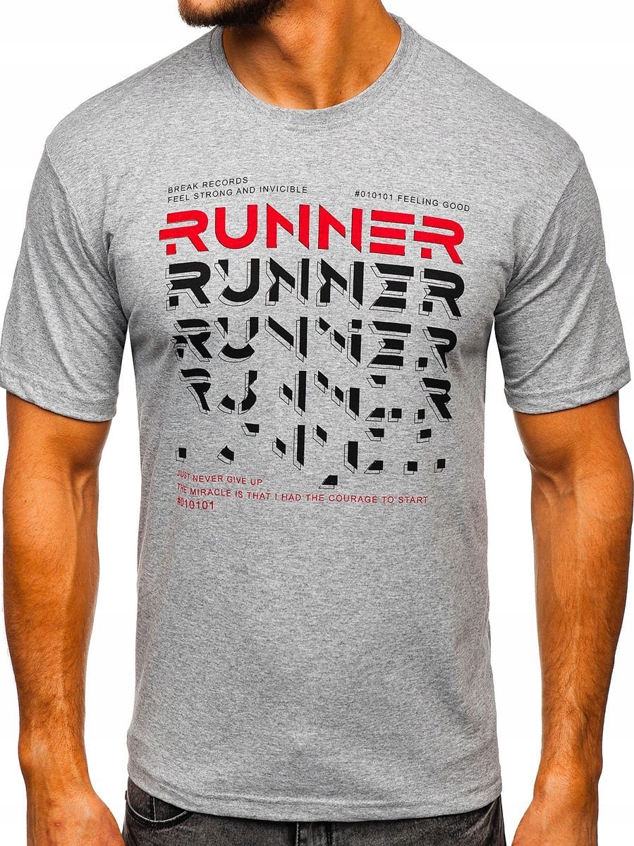 

T-shirt Męski Koszulka Szara 14336 Denley_m