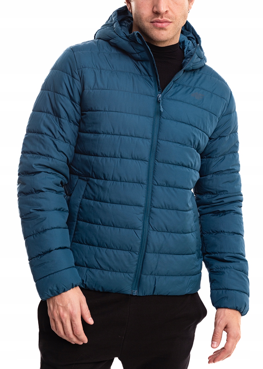 Pánská sportovní péřová bunda 4F s kapucí, S Kapucí , prošívaná, vel M