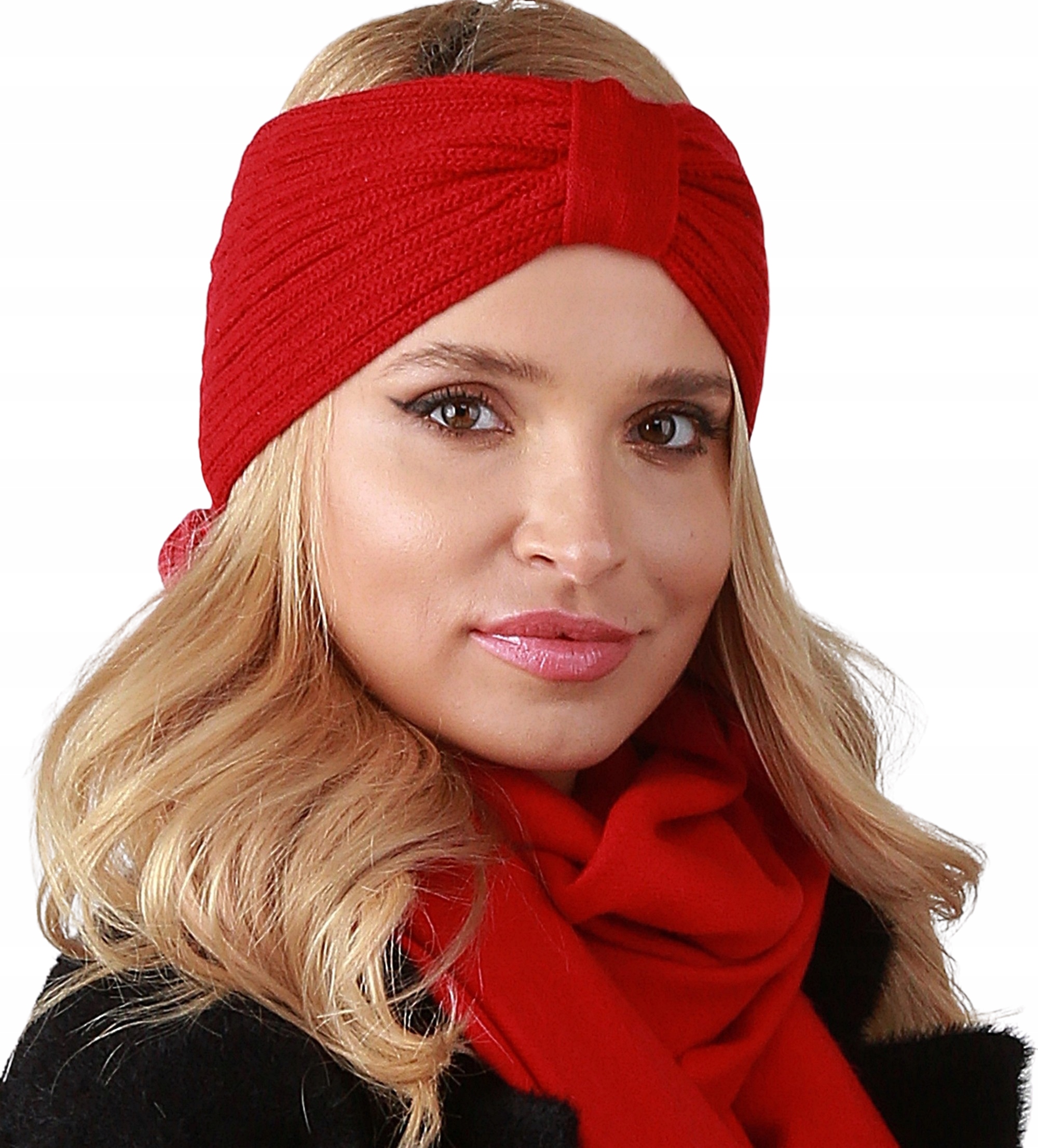 

Czerwona opaska dzianinowa na uszy O4