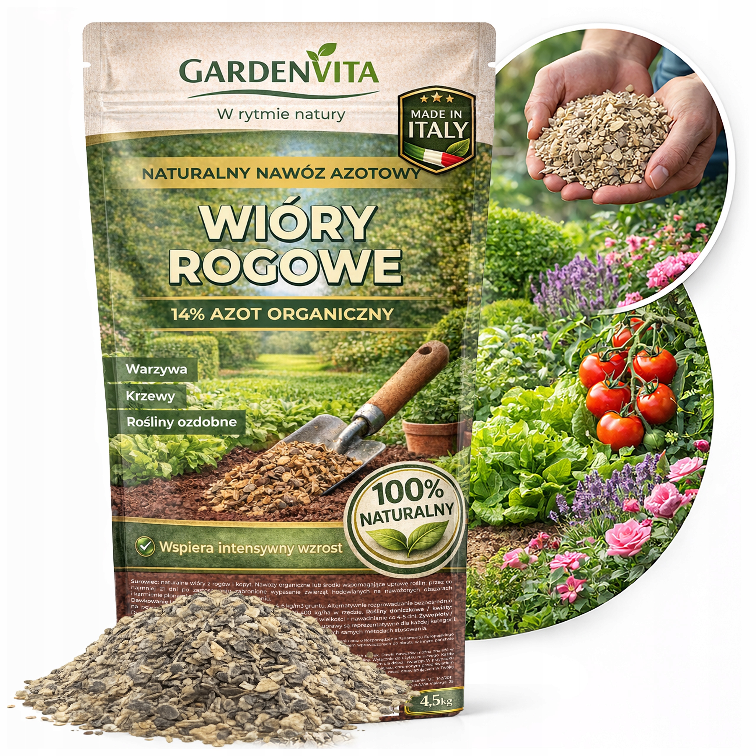 Wióry Rogowe Mączka Rogowa Naturalny Nawóz Azotowy Z Rogów Kopyt 4,5kg