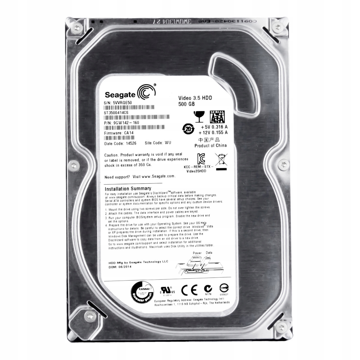 Seagate Video 3.5 Hdd 500GB 5.9K 16MB Sata II 3.5'' ST3500414CS
