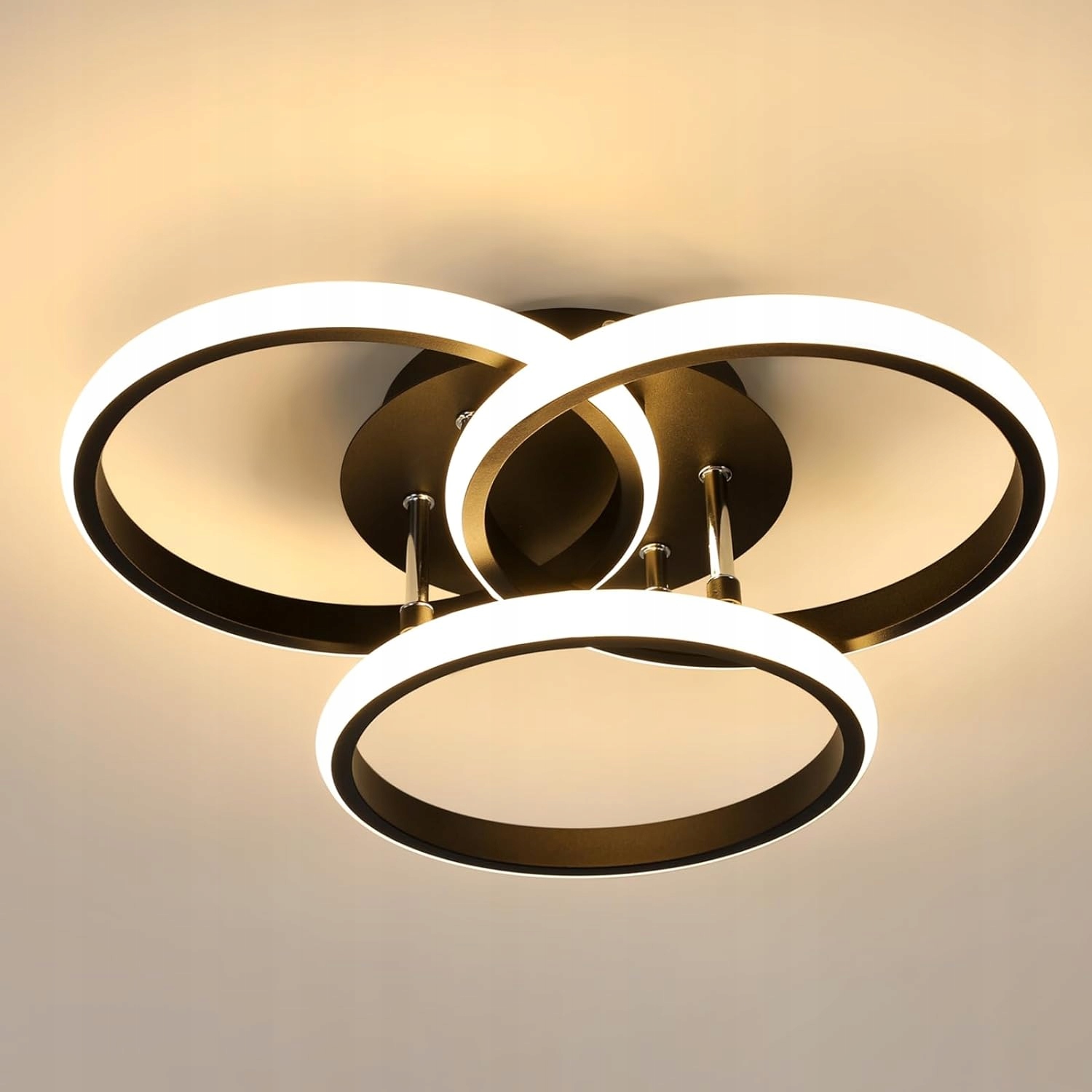 Lampa Sufitowa Led Żyrandol Czarny Ring Nowoczesny Do Salonu 40W 3000K
