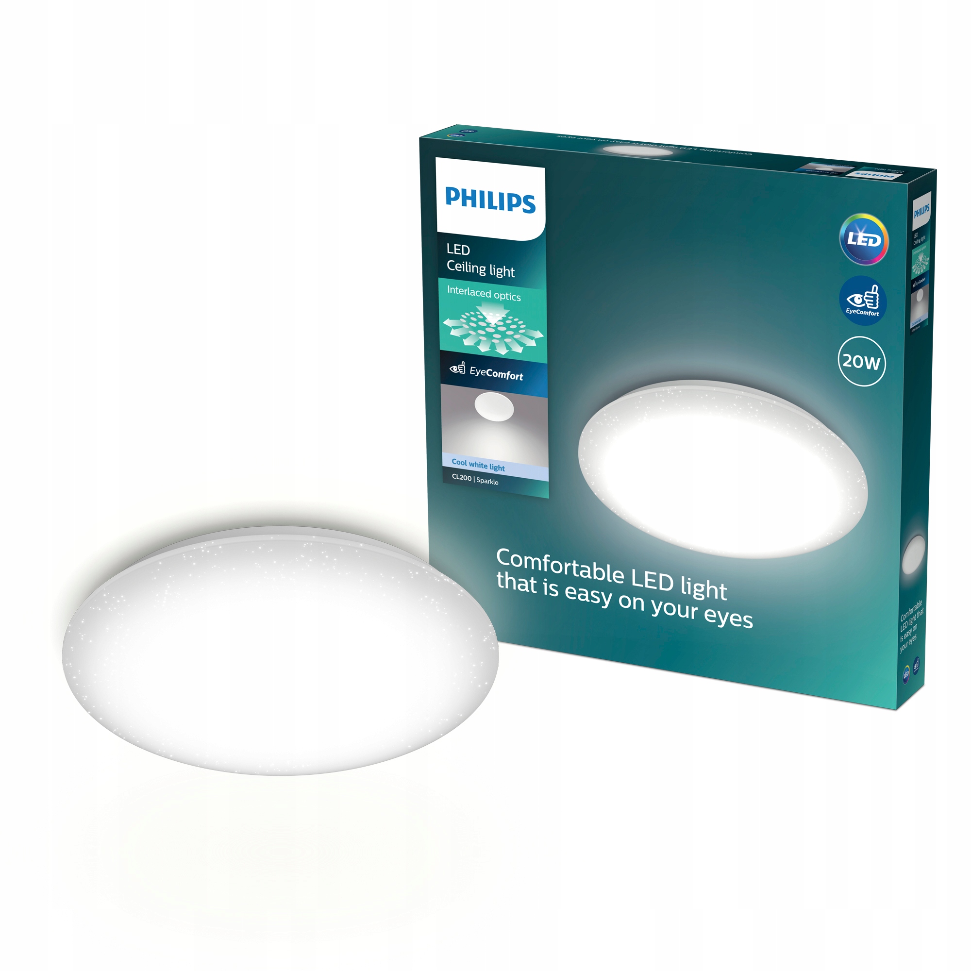 Lampa Sufitowa Plafon Natynkowy Led 20W 4000K Efekt Gwiazd Moire Philips