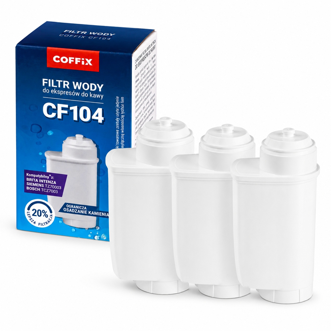Vodní filtr Coffix CF104 pro kávovary Bosch Siemens Brita Intenza Agd 60L x3