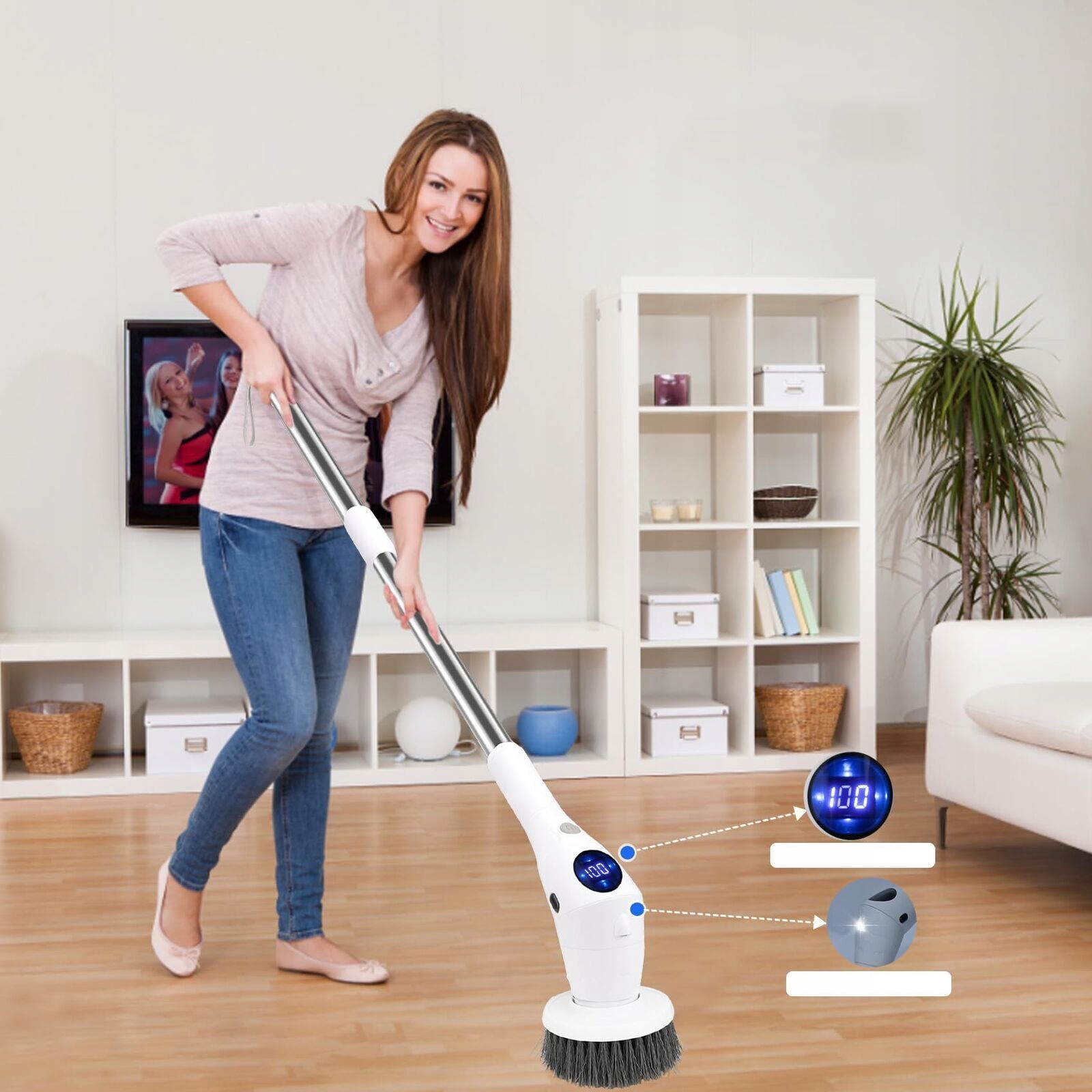 WIELOFUNKCYJNA ELEKTRYCZNA SZCZOTKA DO CZYSZCZENIA Z 8 GŁOWICAMI SZCZOTKI Rodzaj do podłogi do szyb do ścian/sufitów do szorowania