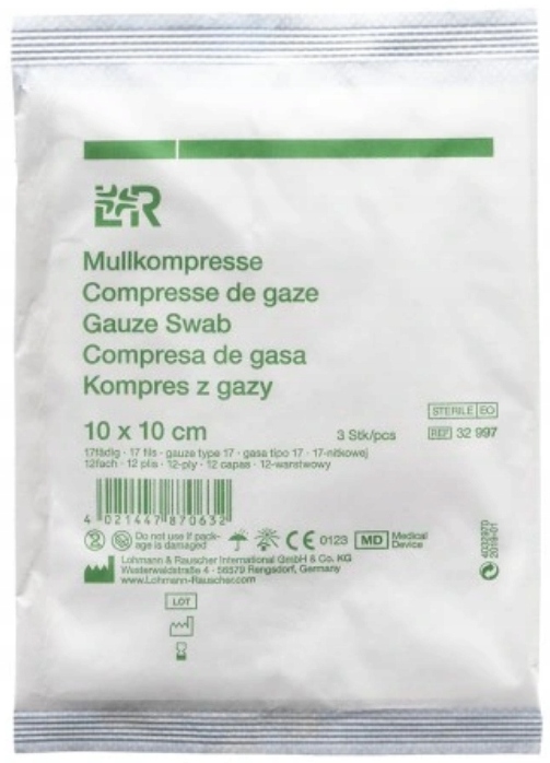 

L&r Kompresy z gazy 10x10cm 3szt 17n 12w jał