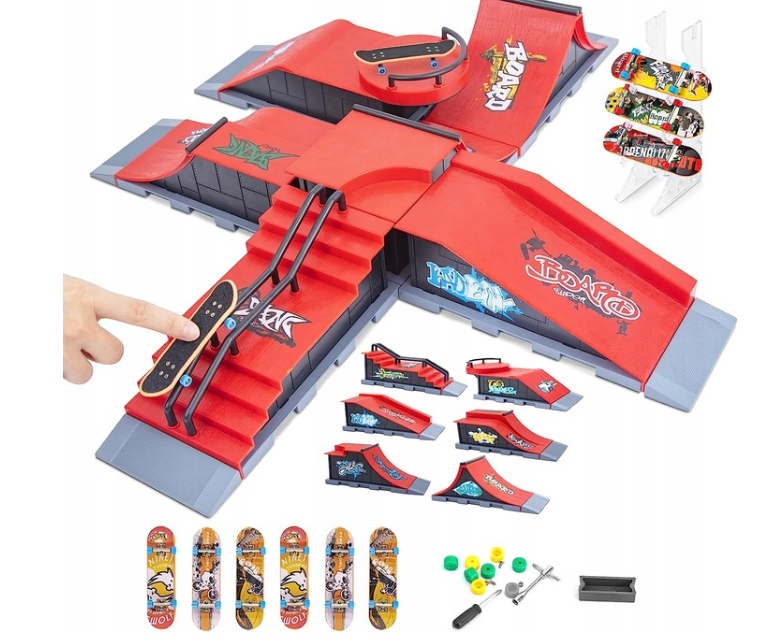 Sada 6 v 1: Fingerboard rampa skatepark 6 skateboardů
